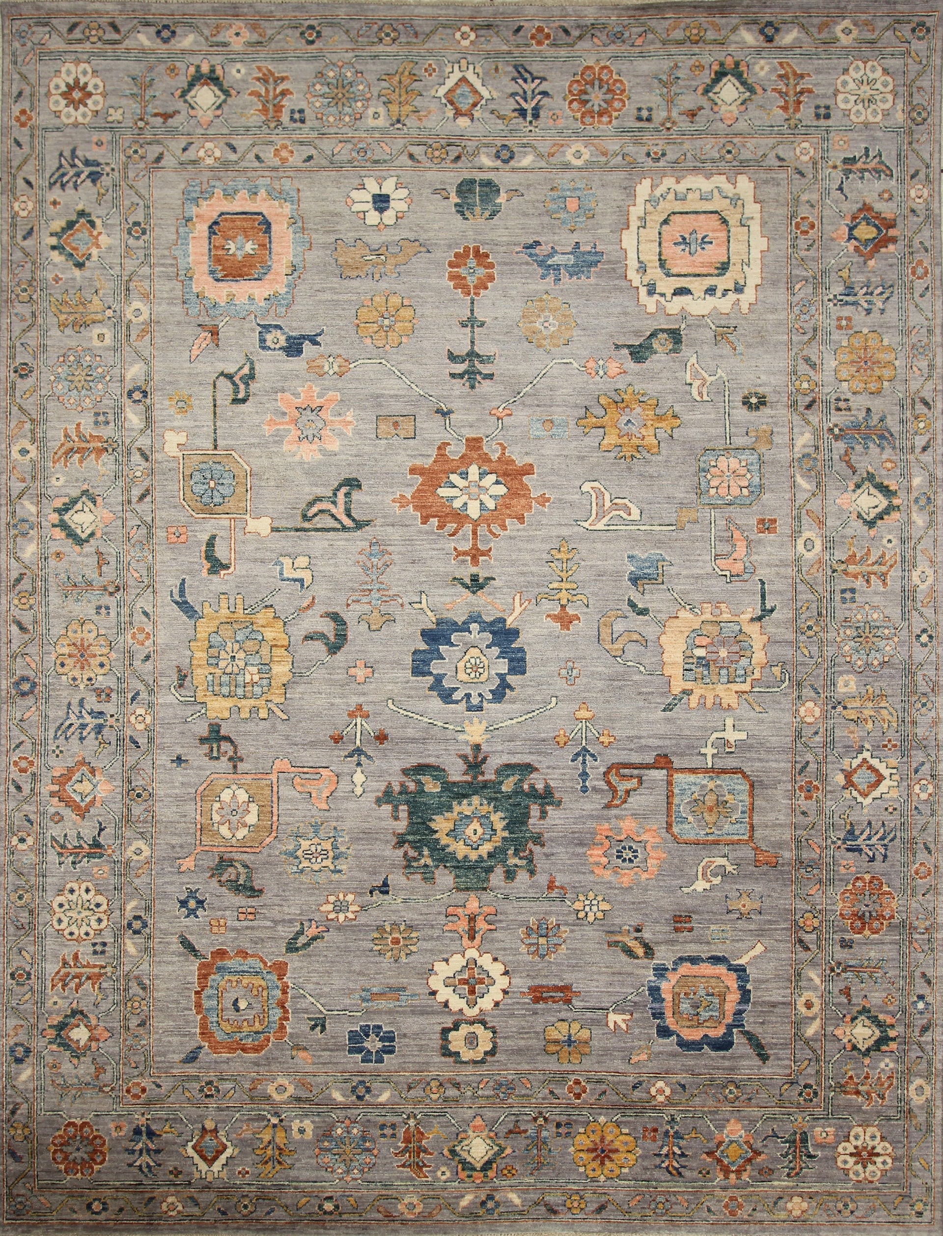 9x12 Oushak Stone Gray Hand knotted Wool Rug - Yildiz Rugs