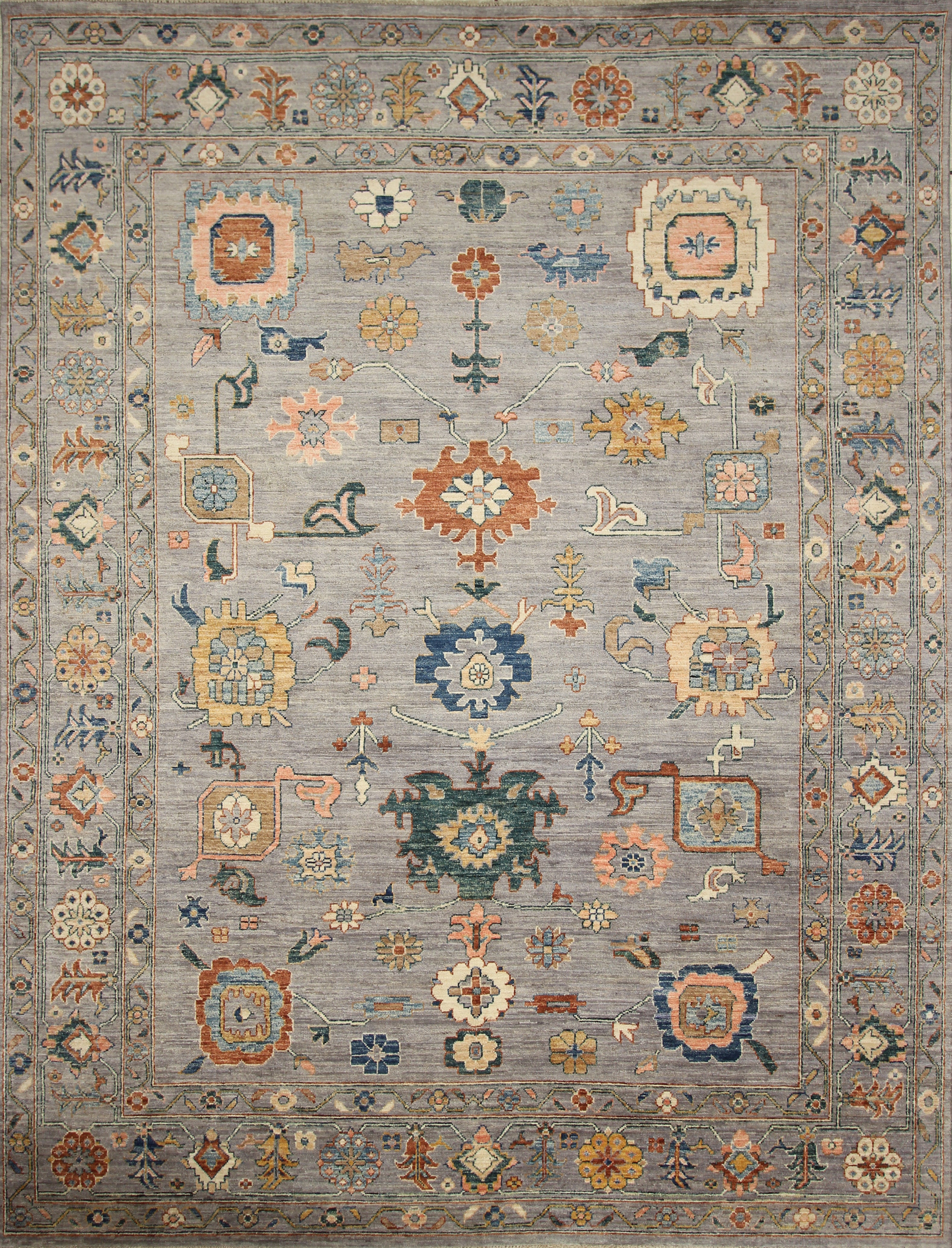 9x12 Oushak Stone Gray Hand knotted Wool Rug - Yildiz Rugs