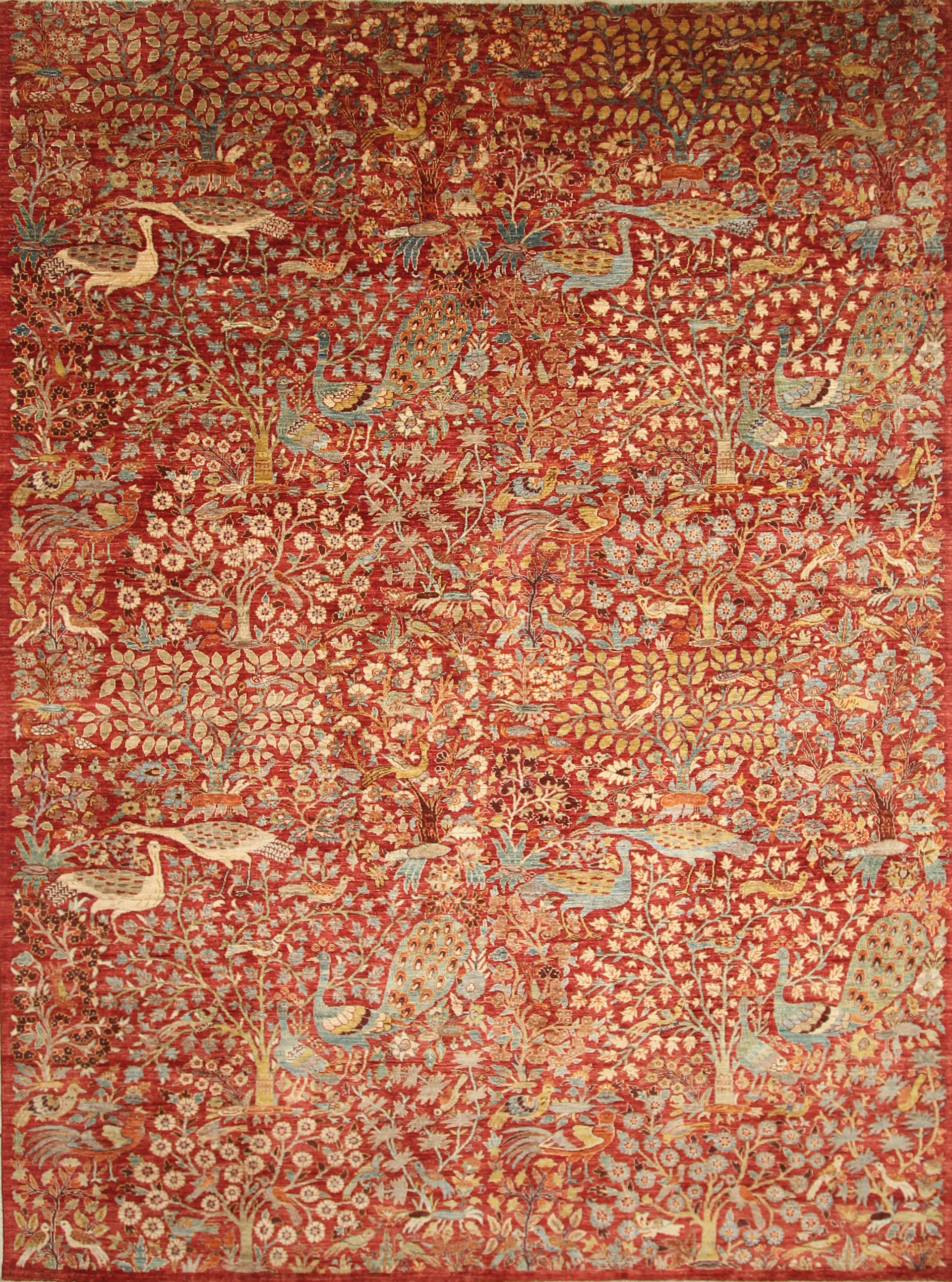 9x12 Red Tribal Bird Afghan Gabbeh Hand-Knotted Wool Rug