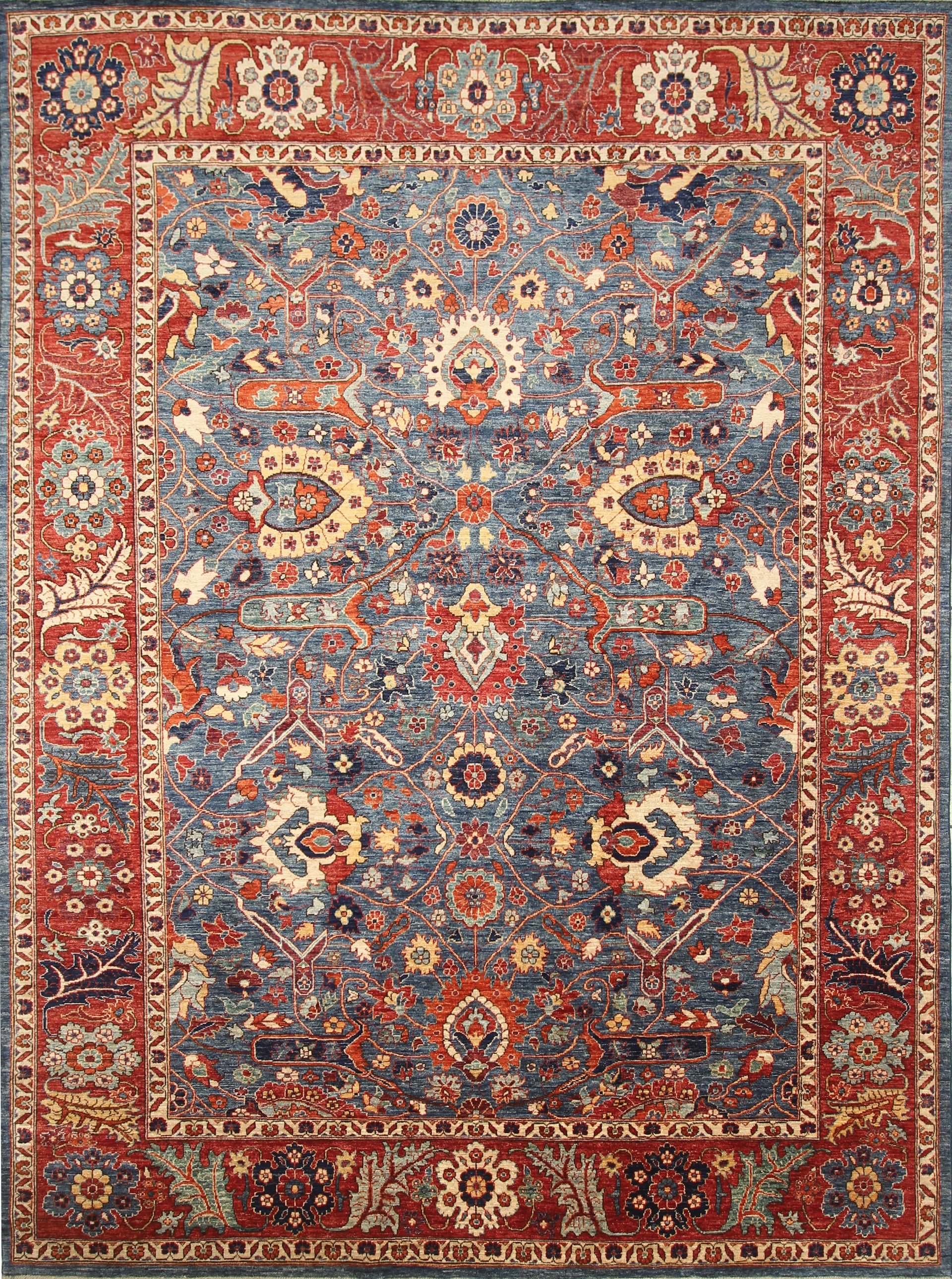 9x12 Blue Afghan Hand-Knotted Wool Traditional Oriental Rug - Yildiz Rugs