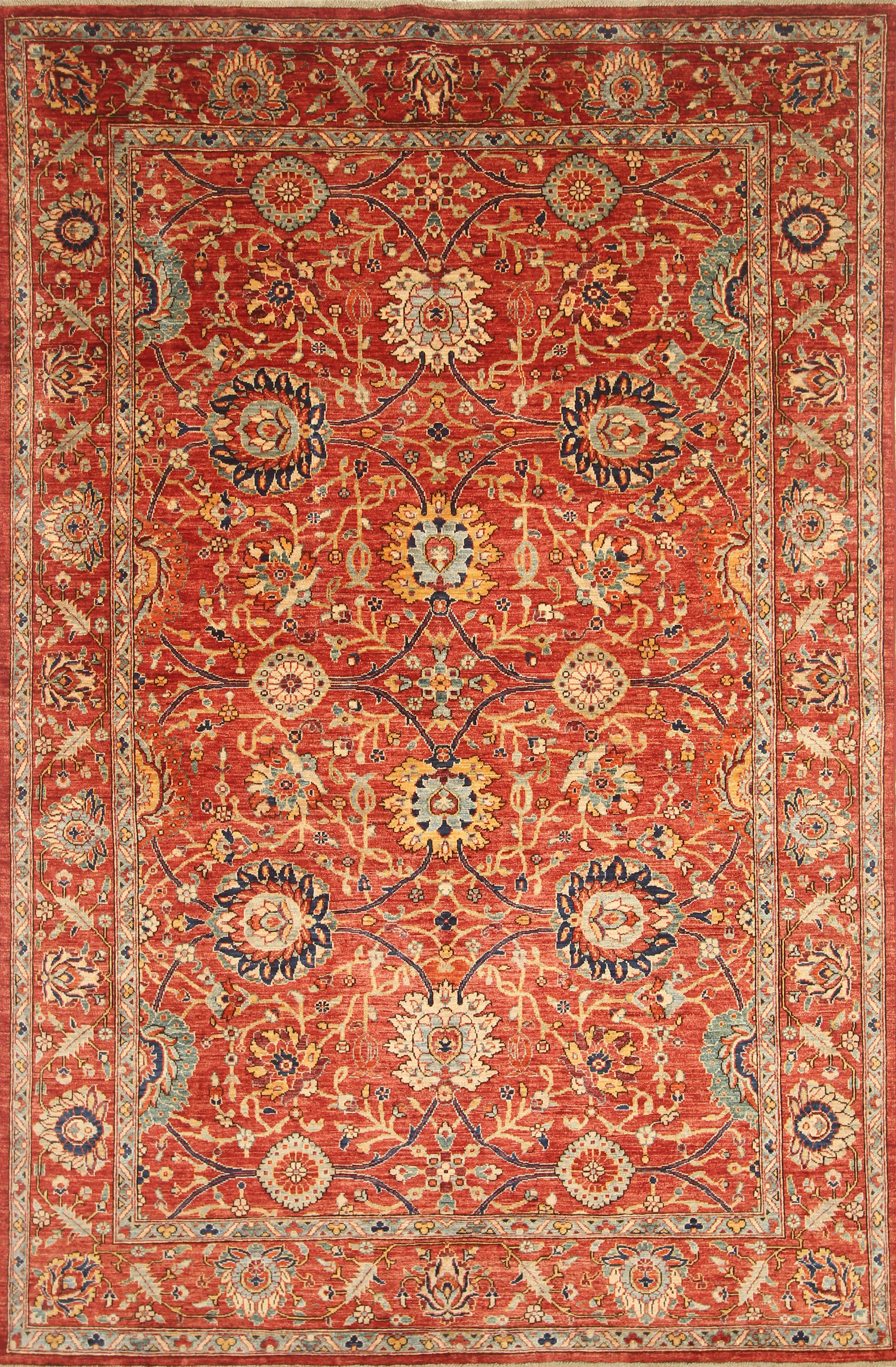 6x9 Bidjar Brick Red Afghan Hand-Knotted Oriental Rug - Yildiz Rugs