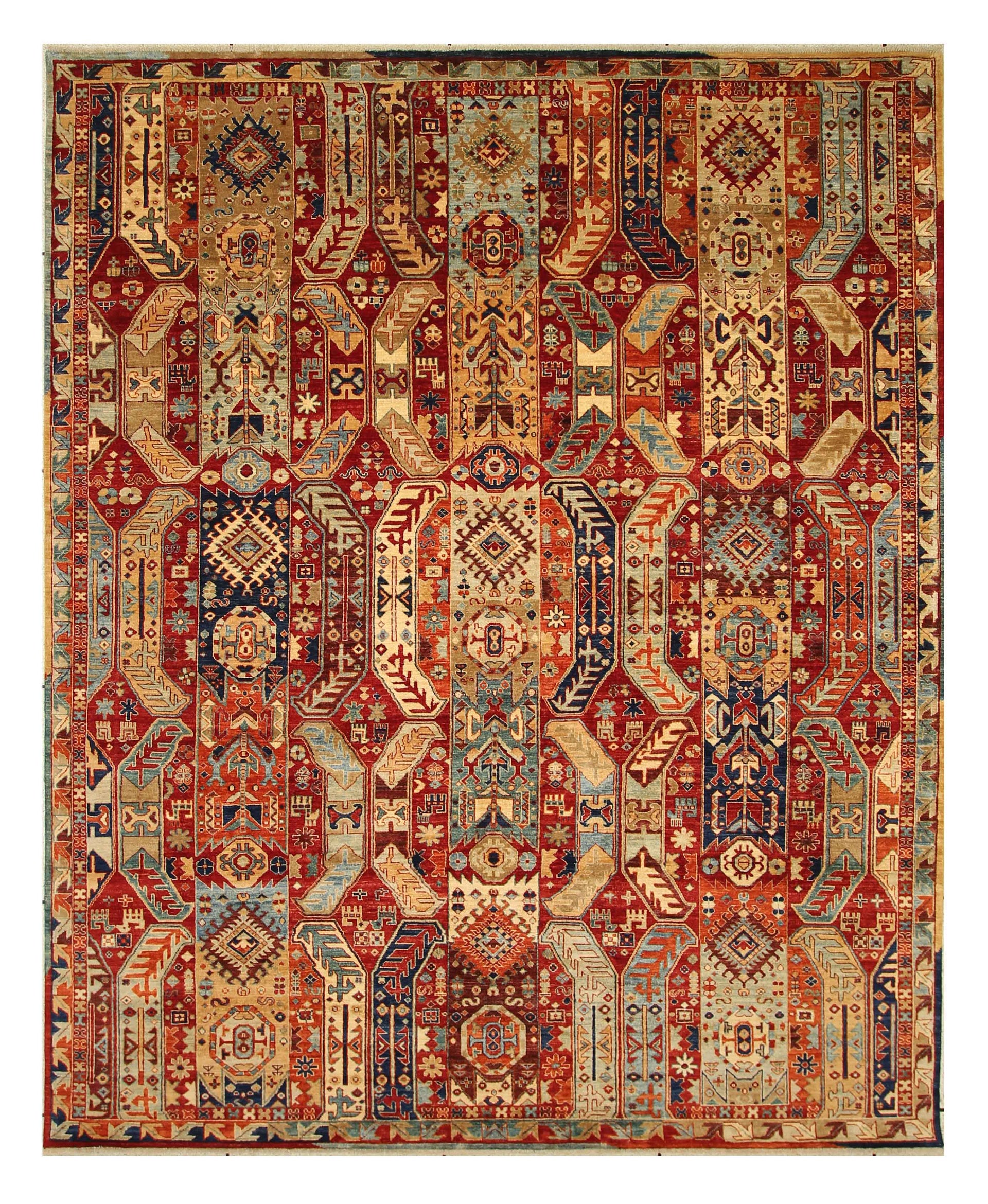 8x10 Red Afghan Baluch Hand-Knotted Wool Tribal Rug - Yildiz Rugs