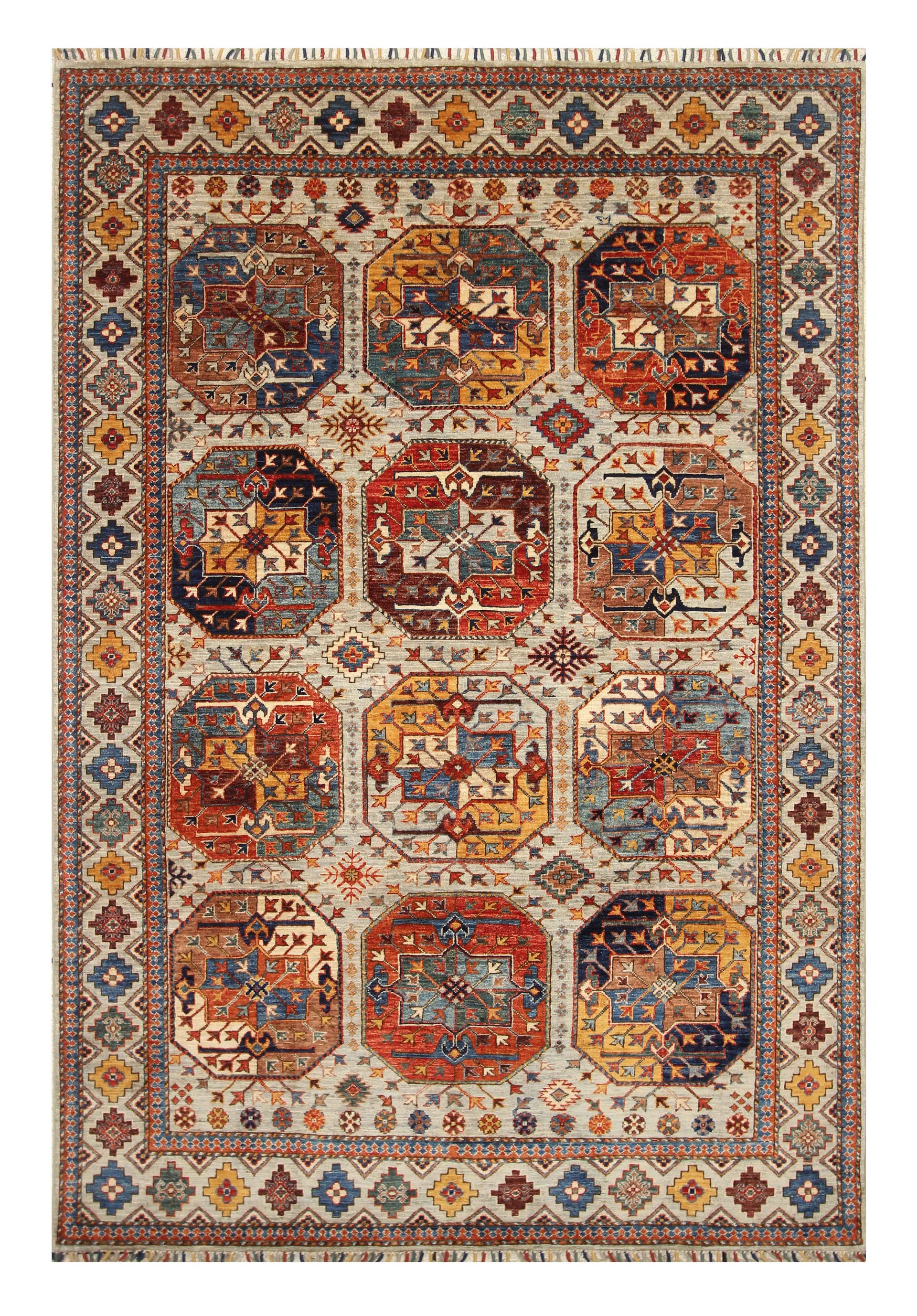 5'6"x8'2" Gray Ersari Afghan Hand-Knotted Oriental Rug - Yildiz Rugs