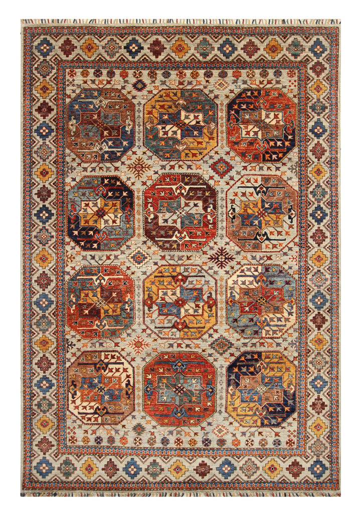 5'6"x8'2" Gray Ersari Afghan Hand-Knotted Oriental Rug - Yildiz Rugs