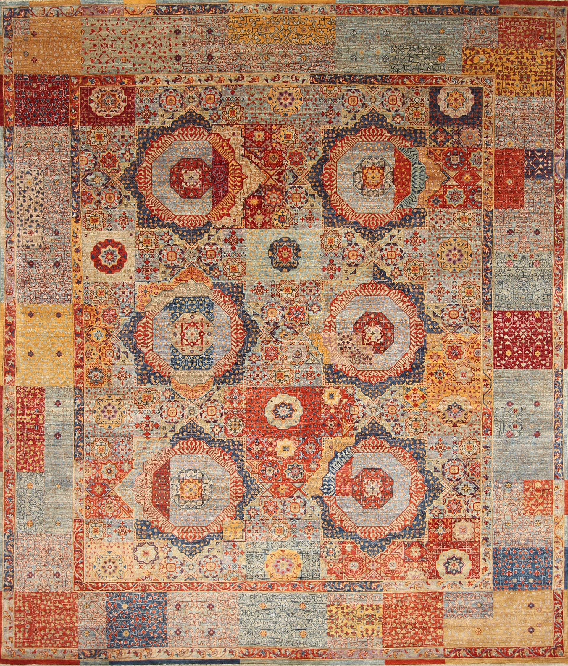 8x10 Blue Mamluk Turkish Hand Knotted Rug - Yildiz Rugs