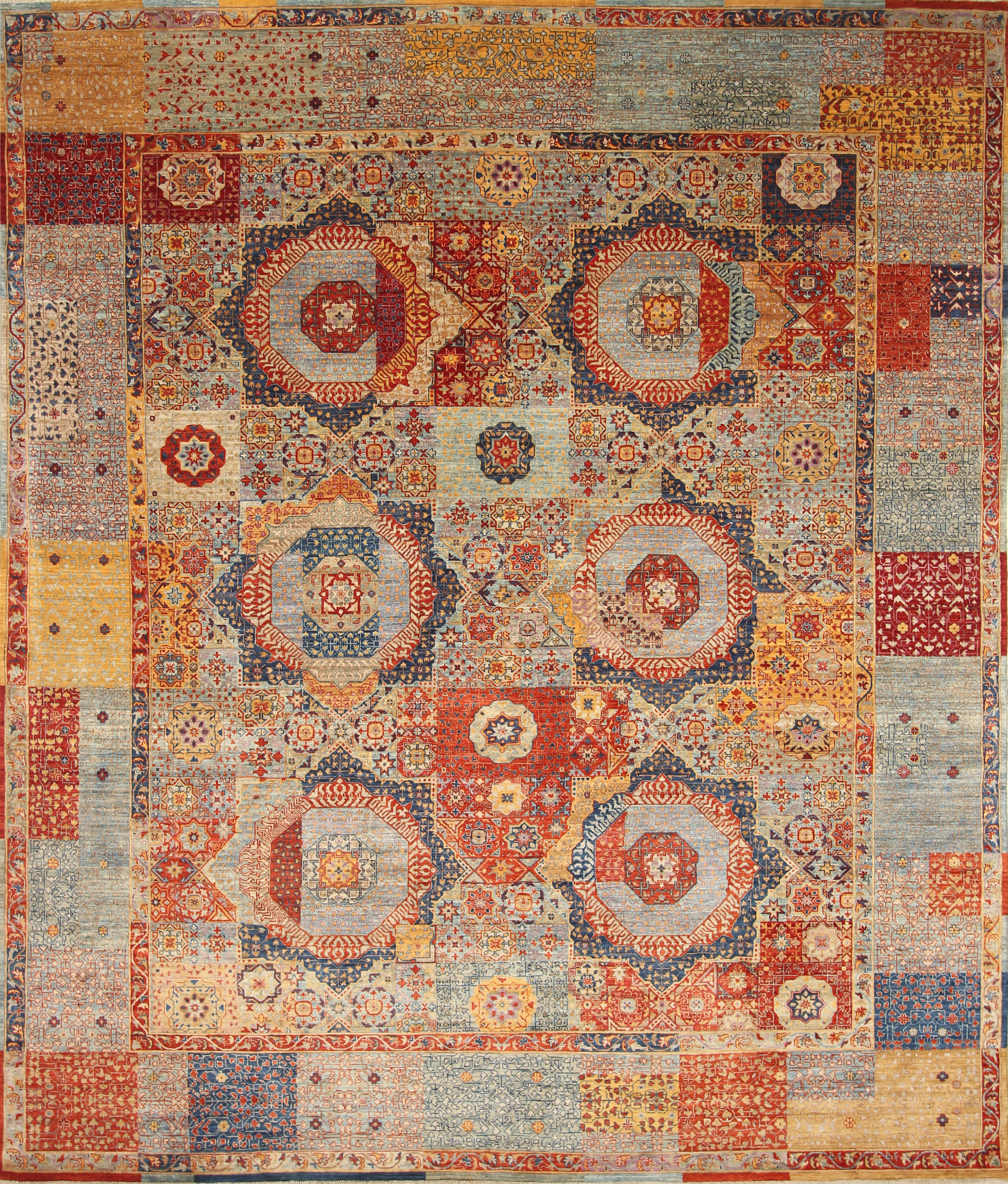 8x10 Blue Mamluk Turkish Hand Knotted Rug - Yildiz Rugs