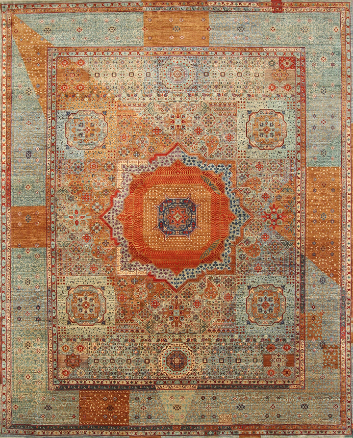 8x10 Blue Mamluk Turkish Hand Knotted Wool Medallion Rug - Yildiz Rugs