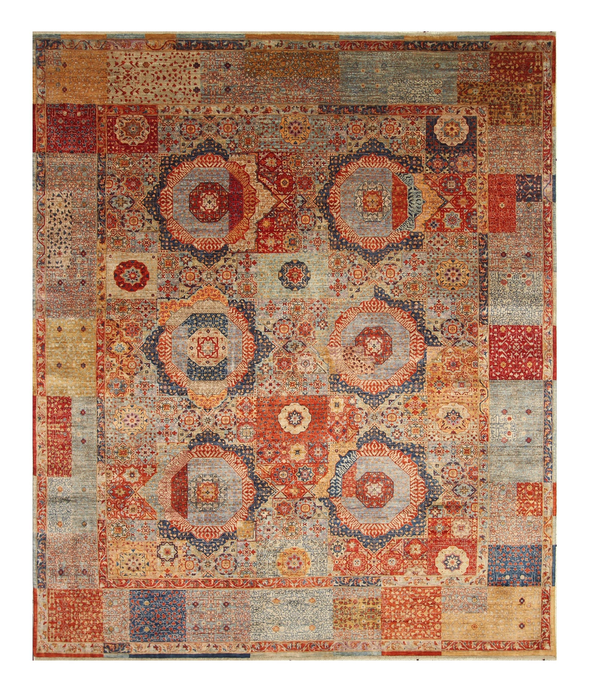 8x10 Multicolor Mamluk Hand Knotted Wool Oriental Rug - Yildiz Rugs