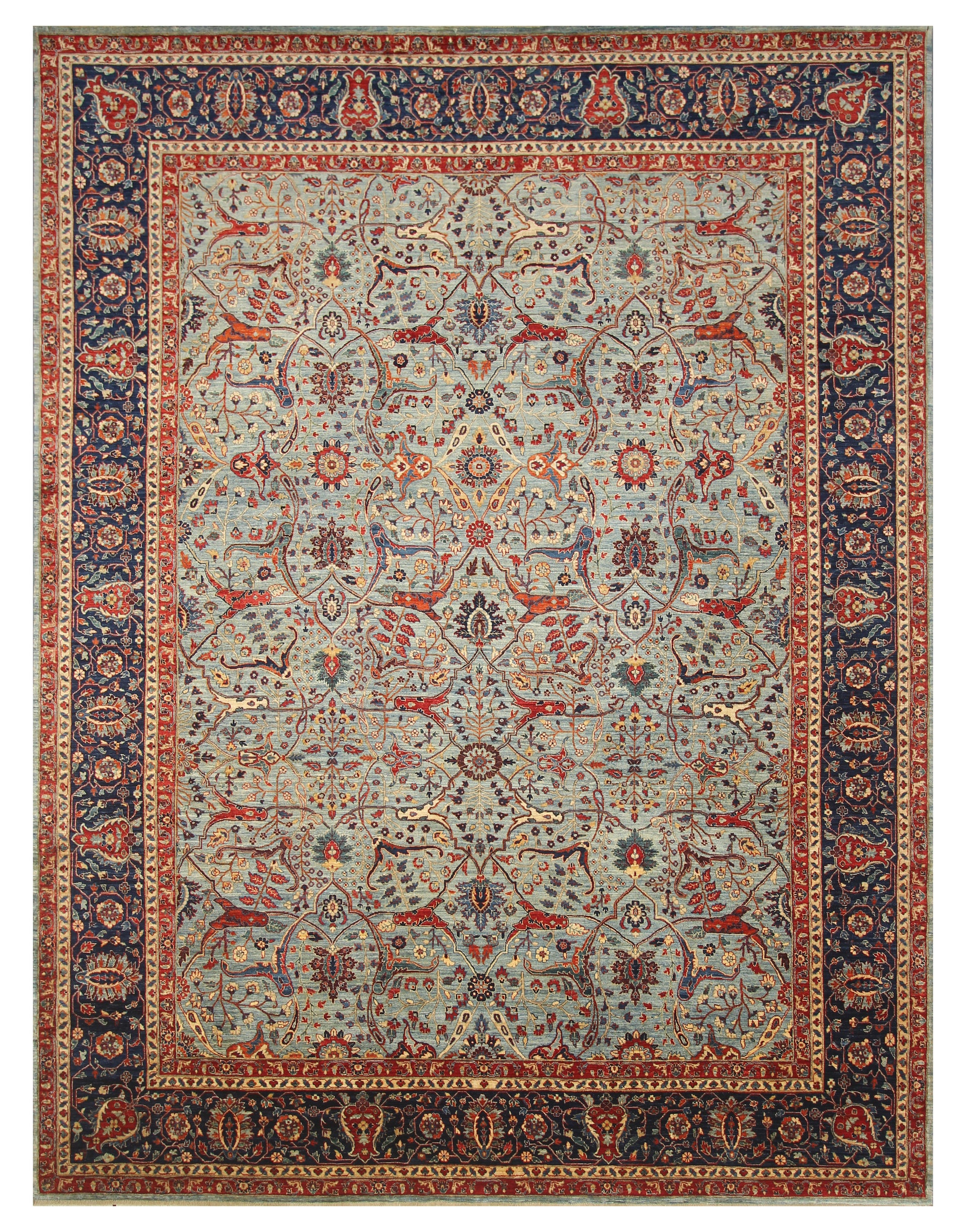 9x12 Blue Bidjar Afghan Hand Knotted Rug