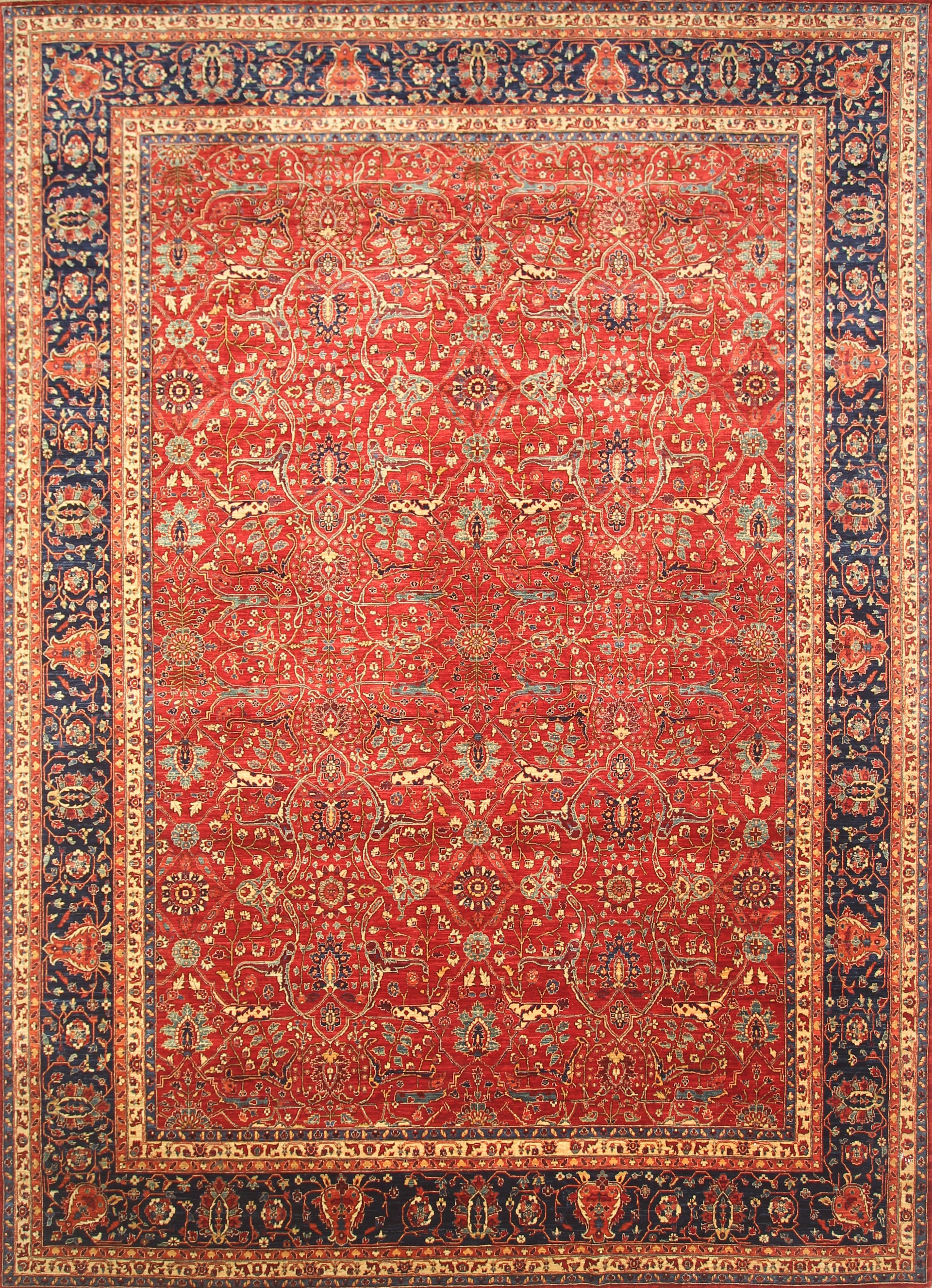 10x14 Afghan Bidjar Deep Red Hand-Knotted Oriental Rug