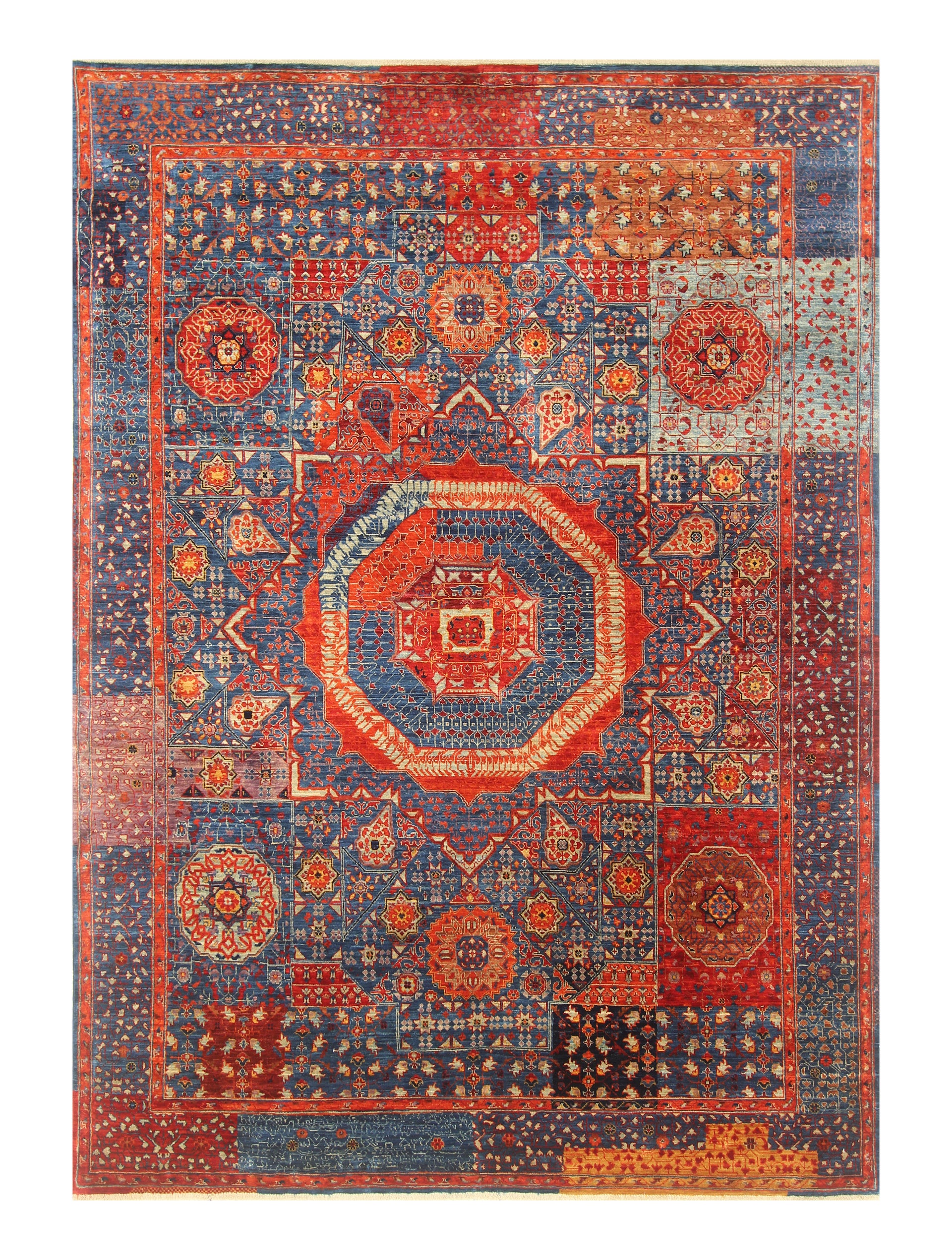5'6"x7'8" Blue Mamluk Turkish Hand Knotted Rug