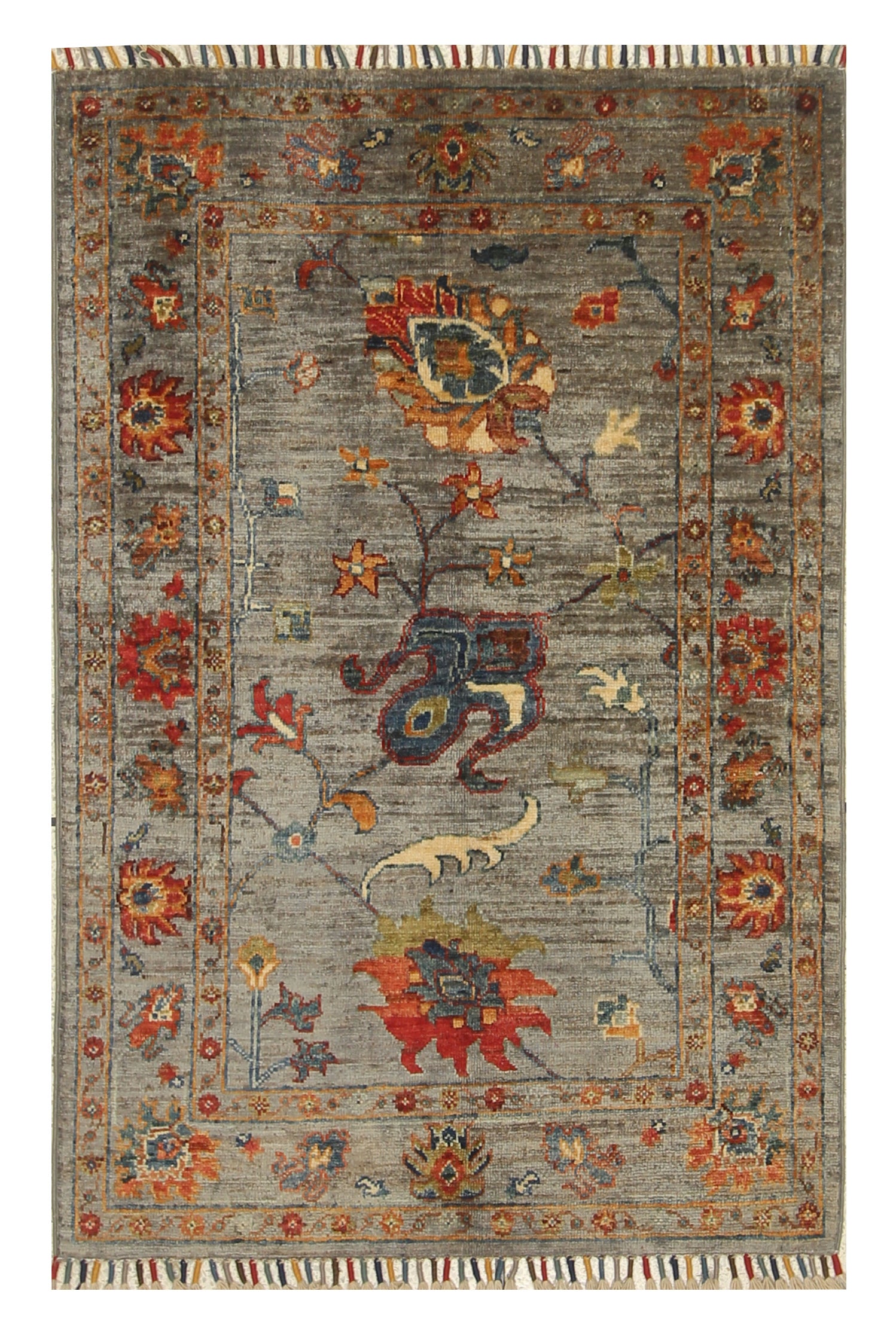 3x4 Gray Waziri Afghan Hand knotted Oriental Rug - Yildiz Rugs