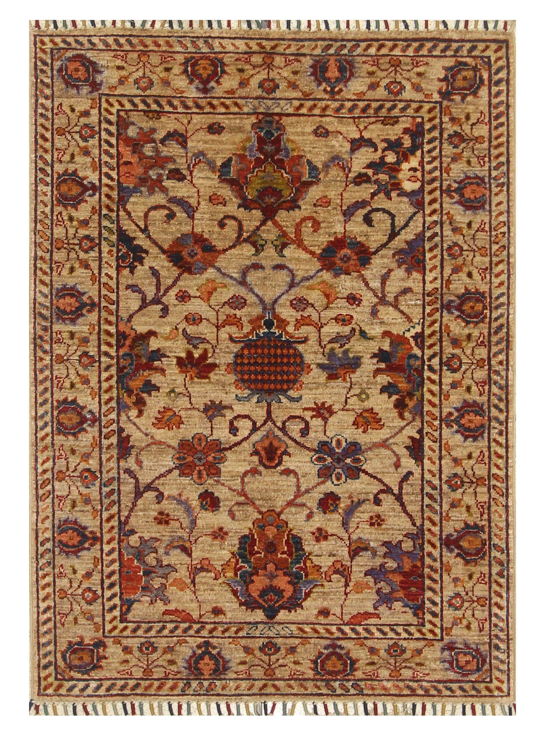 3x4 Beige Waziri Afghan Hand knotted Oriental Rug - Yildiz Rugs