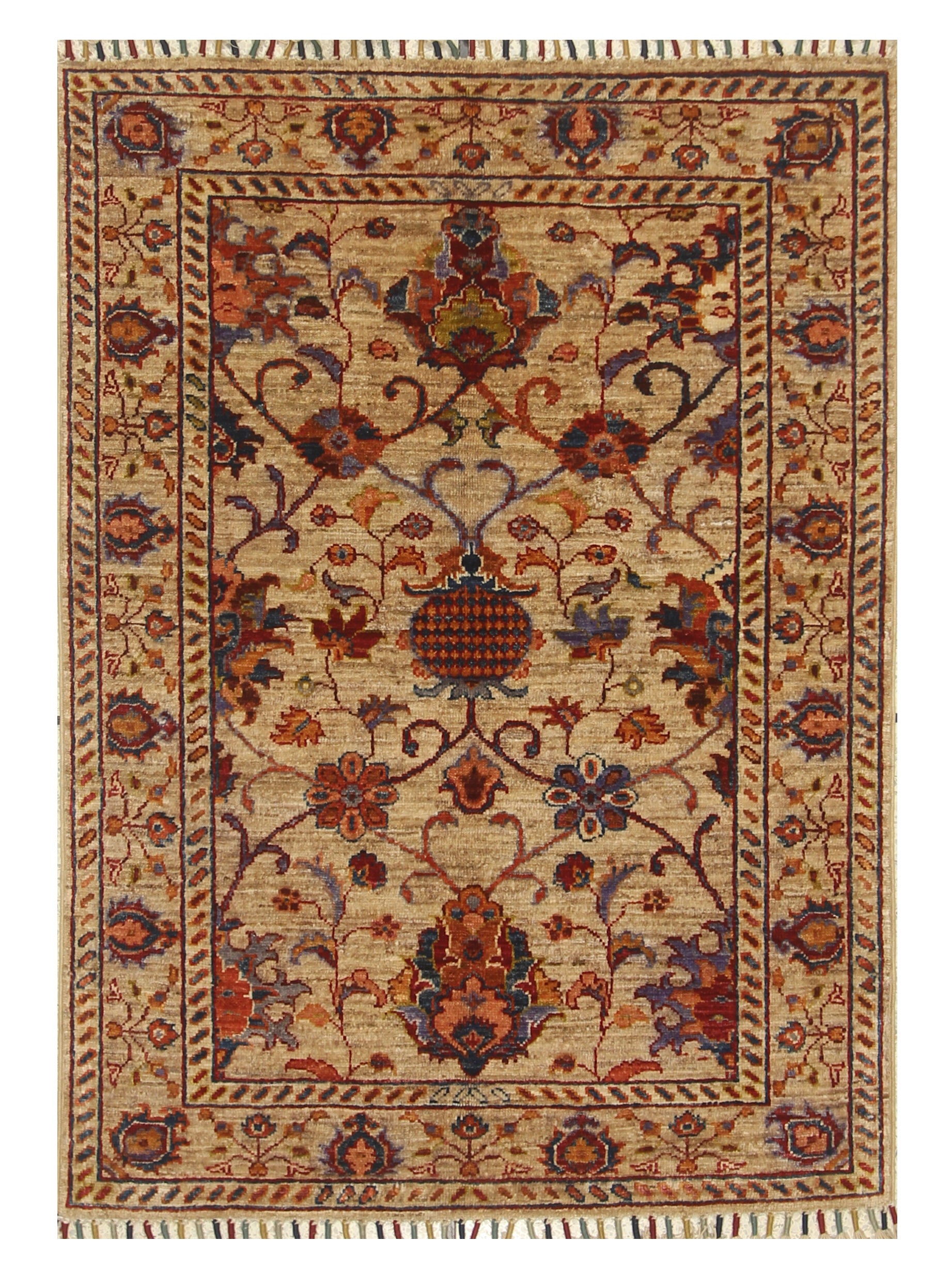 3x4 Beige Waziri Afghan Hand knotted Oriental Rug - Yildiz Rugs