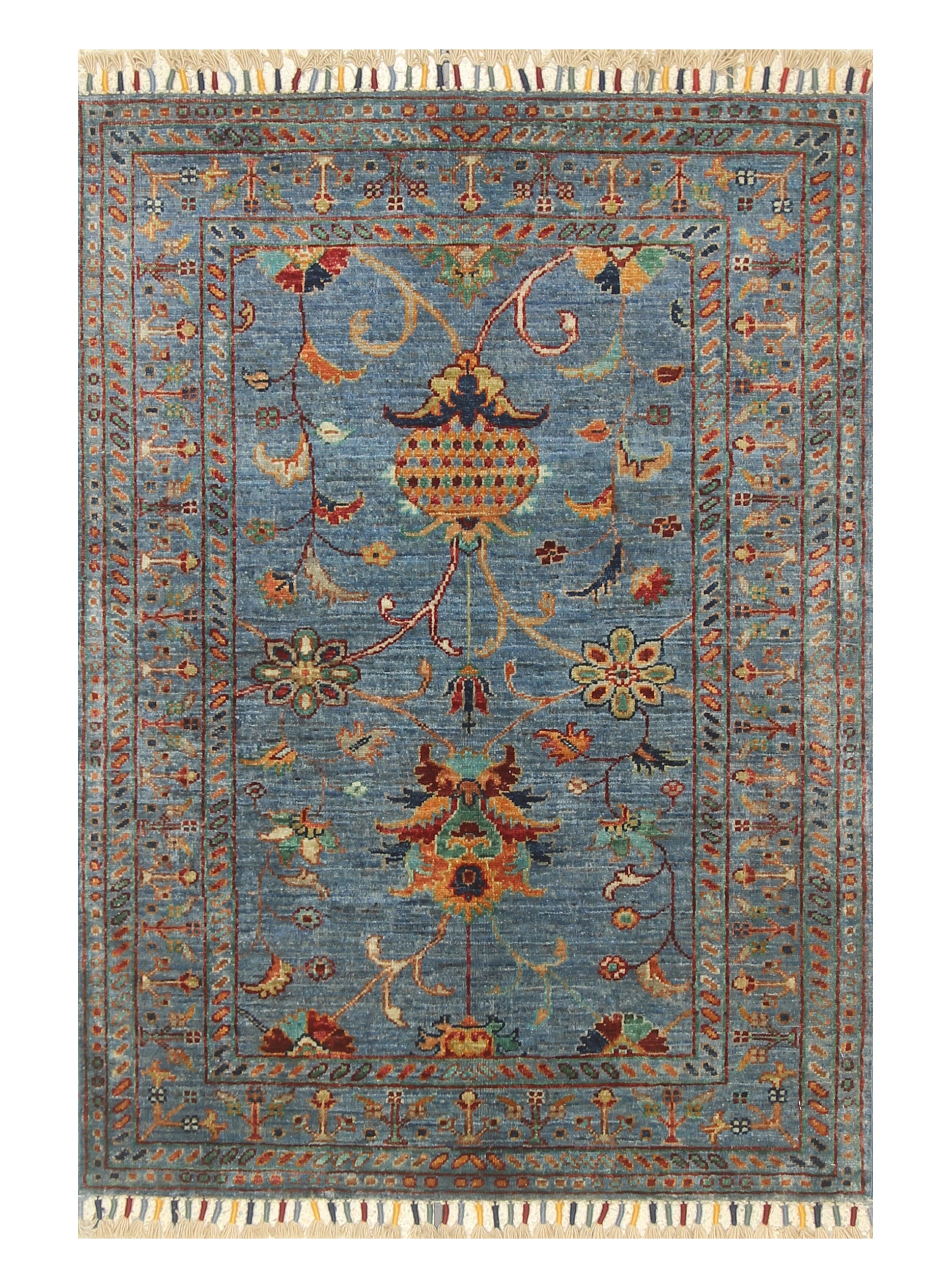 3x4 Blue Waziri Afghan Hand knotted Rug