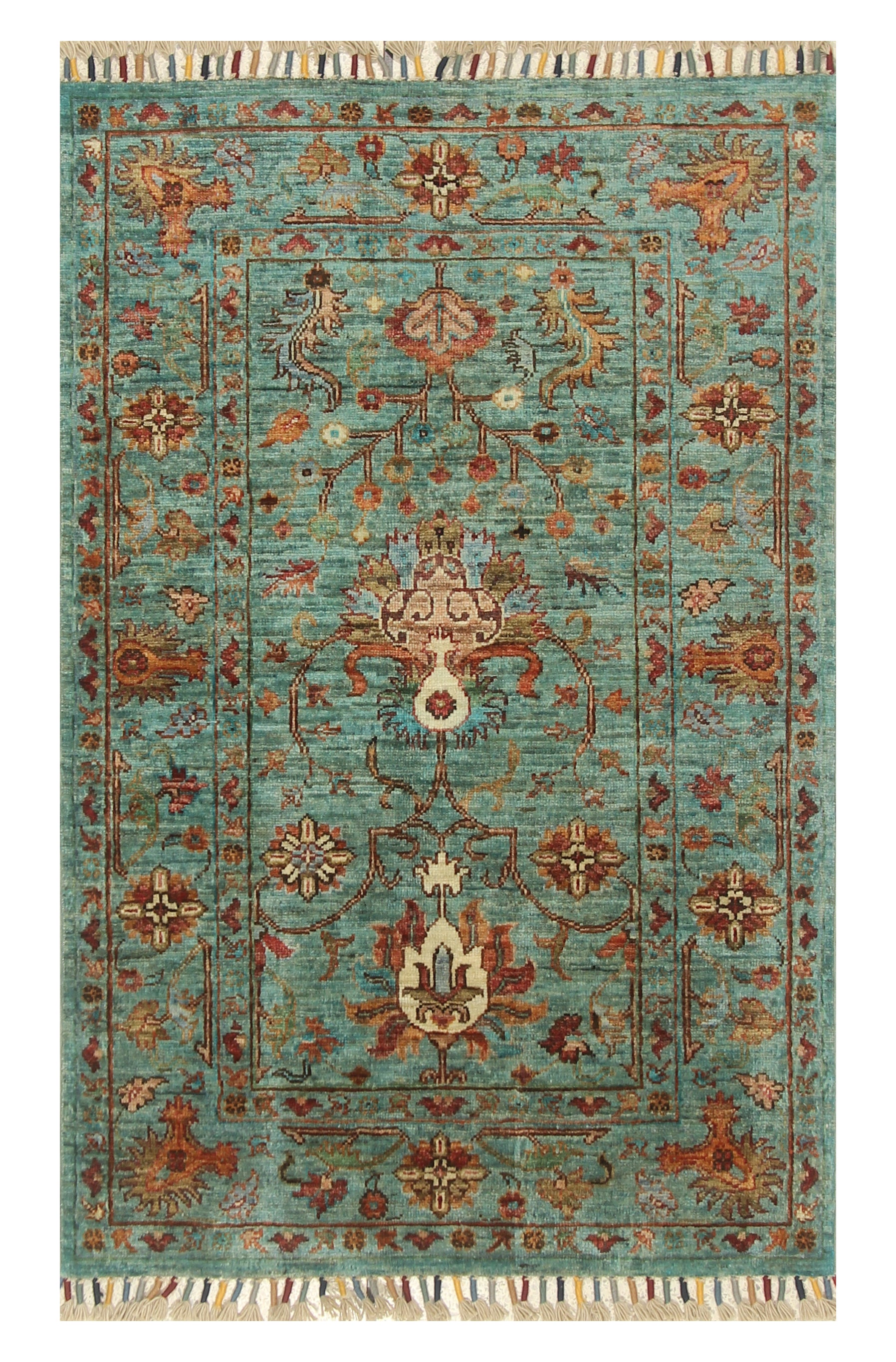 3x4 Turquoise Blue Waziri Afghan Hand knotted Oriental rug - Yildiz Rugs