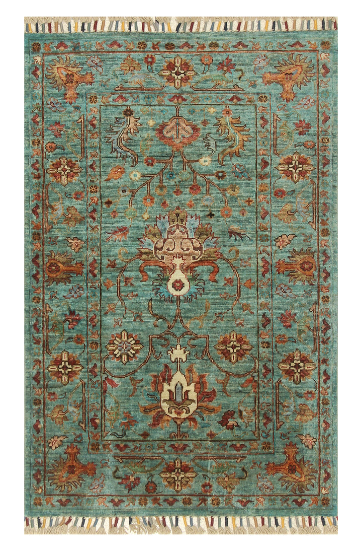3x4 Turquoise Blue Waziri Afghan Hand knotted Oriental rug - Yildiz Rugs