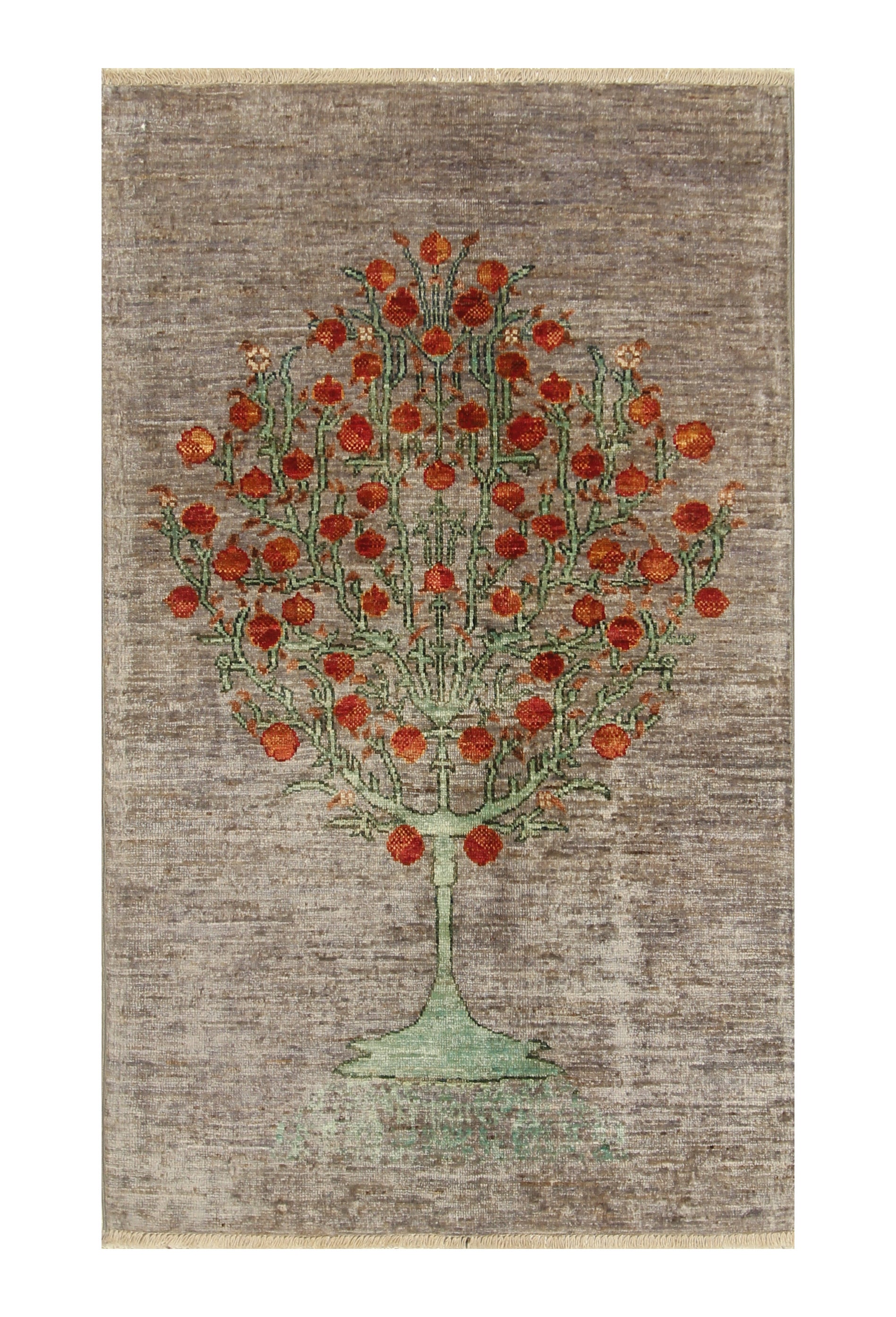 3x4 Blueish Gray Tree of Life Gabbeh Hand Knotted Rug - Yildiz Rugs