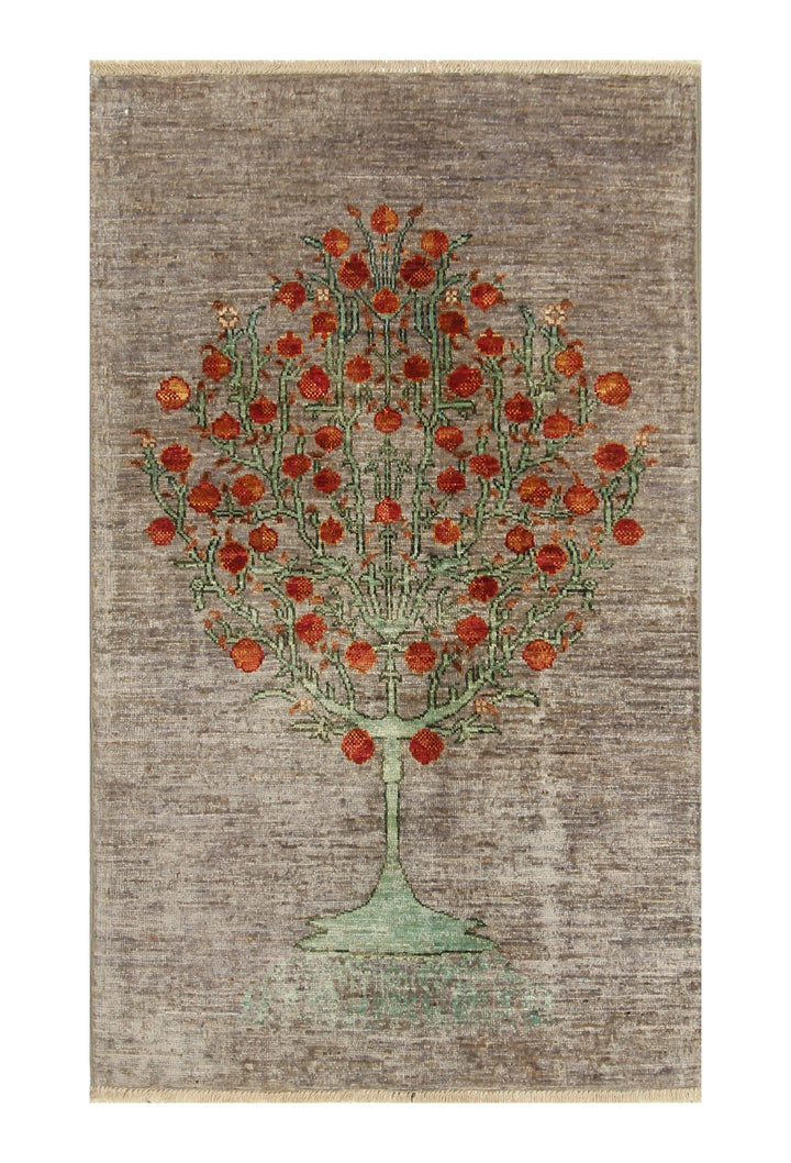 3x4 Blueish Gray Tree of Life Gabbeh Hand Knotted Rug - Yildiz Rugs