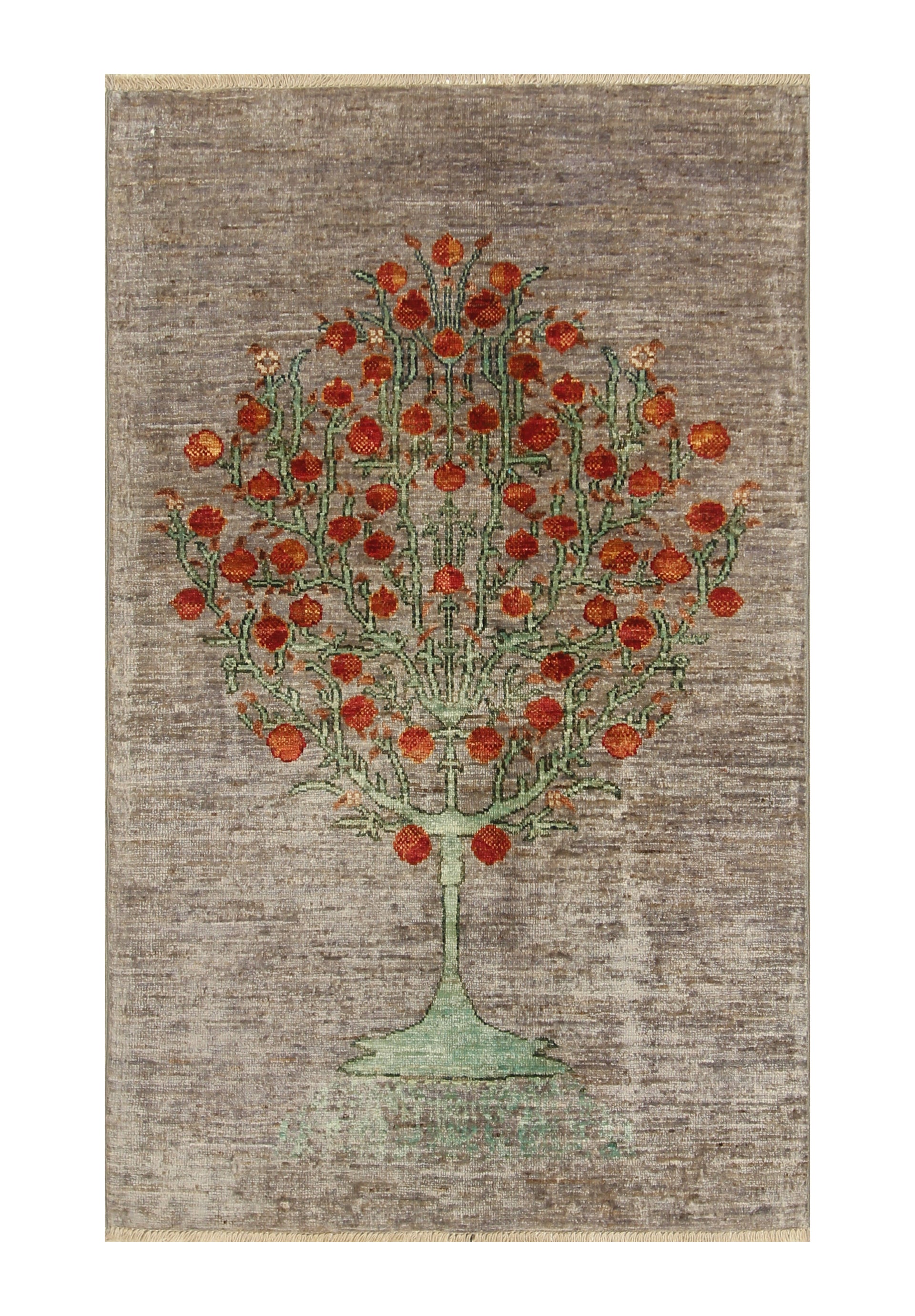 3x4 Tree of Life Blueish Gray Gabbeh Hand Knotted Afghan Rug - Yildiz Rugs