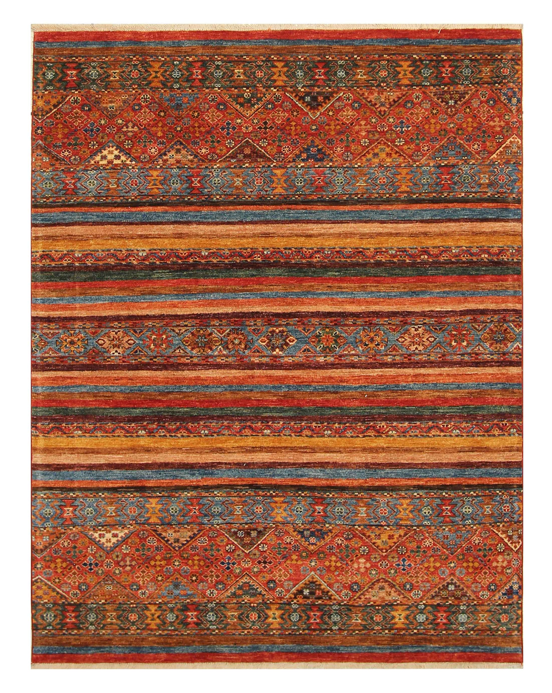 5x7 Red Khorjin Afghan Hand-Knotted Tribal Wool Rug - Yildiz Rugs