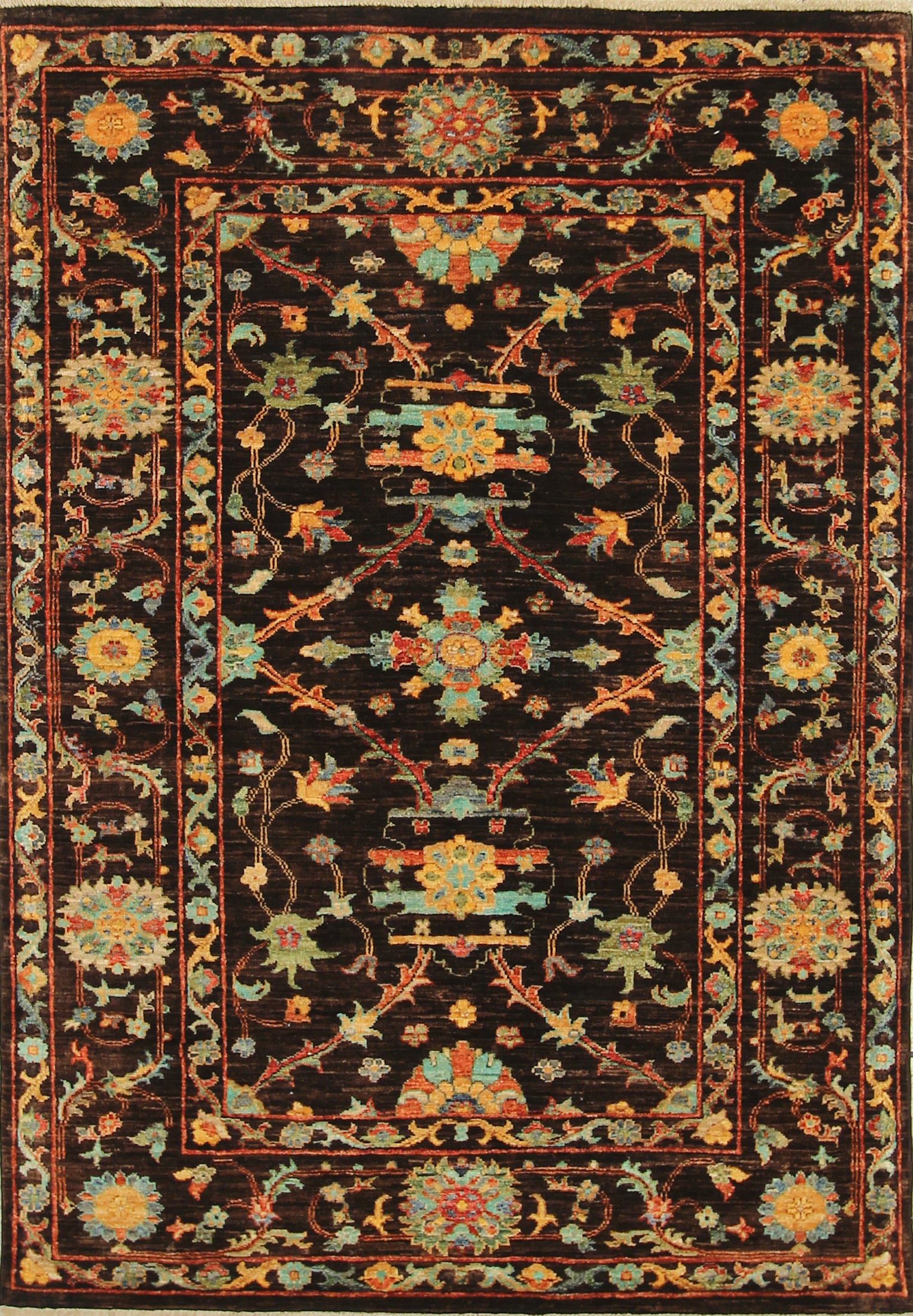 4x6 Dark Brown Waziri Afghan Hand knotted Oriental Rug