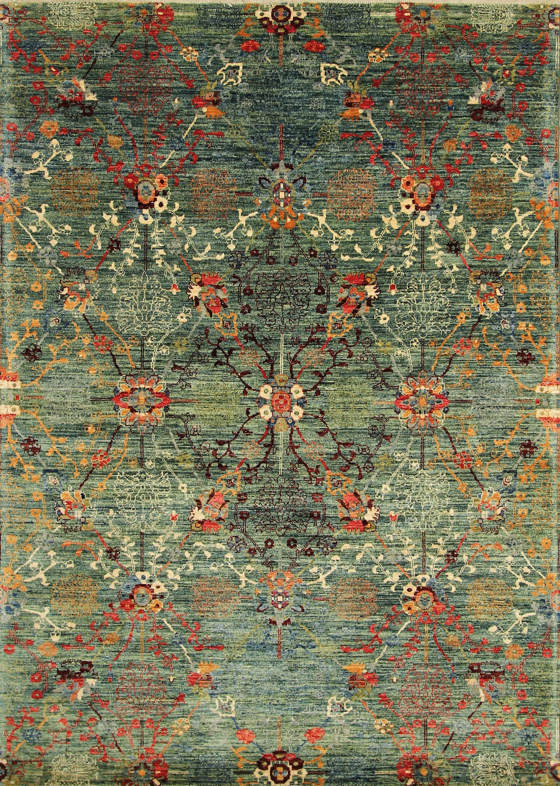 6x8 Teal Blue Waziri Afghan Hand Knotted wool Rug - Yildiz Rugs
