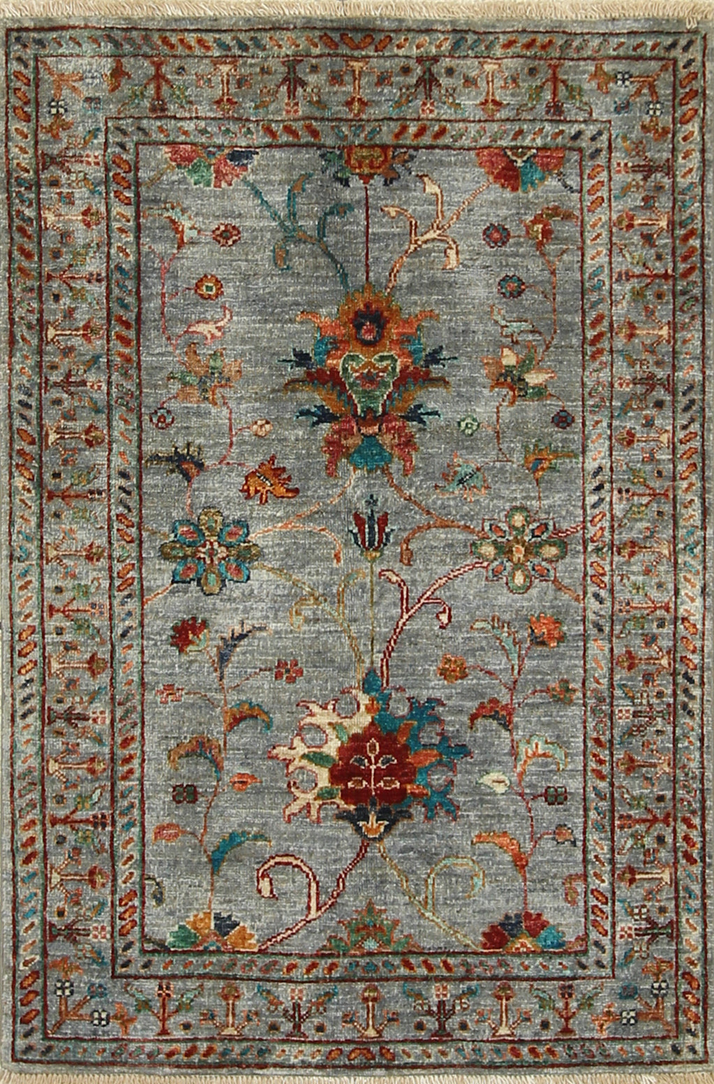 3x4 Blueish Gray Waziri Afghan Hand knotted wool Oriental Rug - Yildiz Rugs