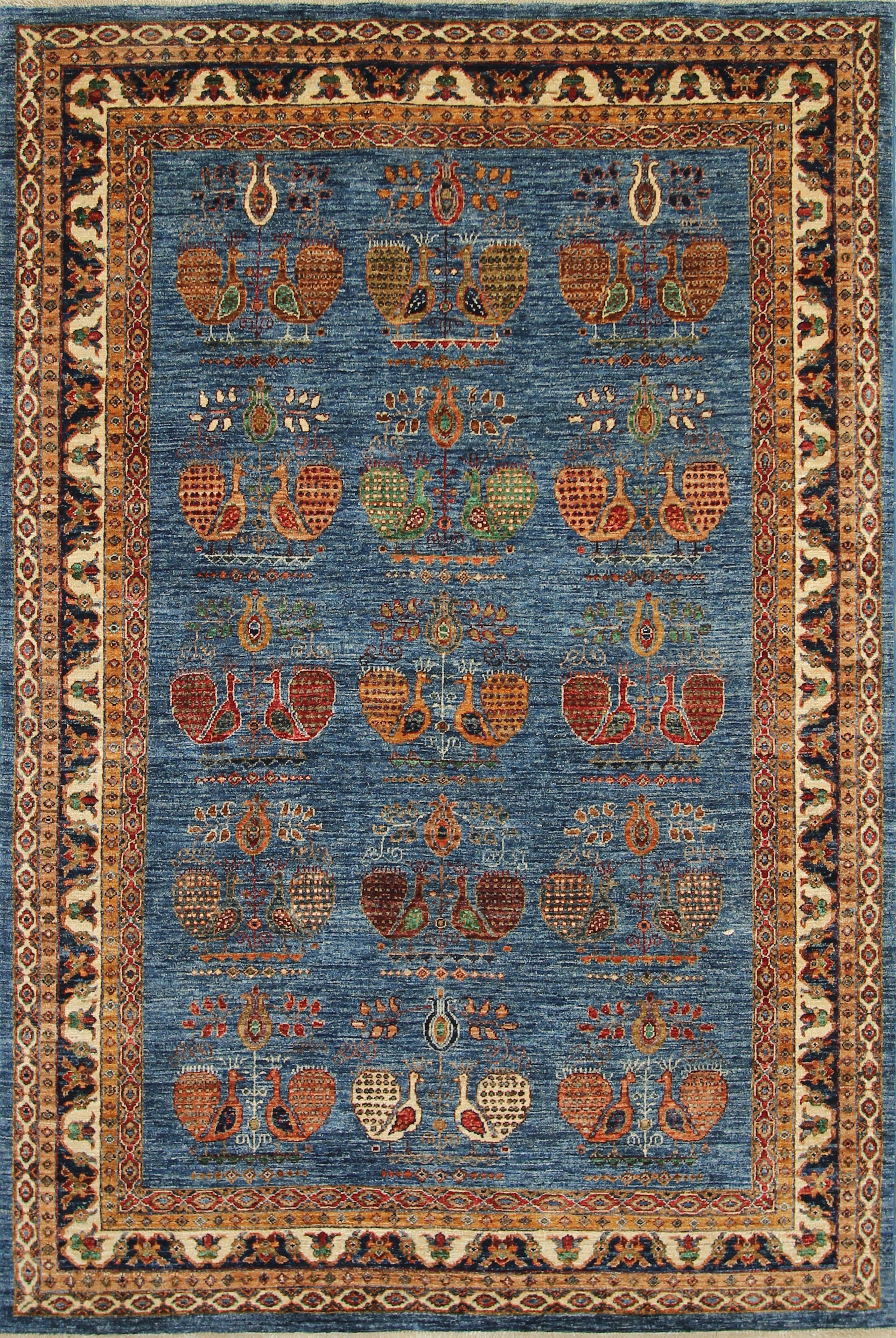 5'7"x8'4" Blue Bird Gabbeh Afghan Hand knotted Area Rug - Yildiz Rugs