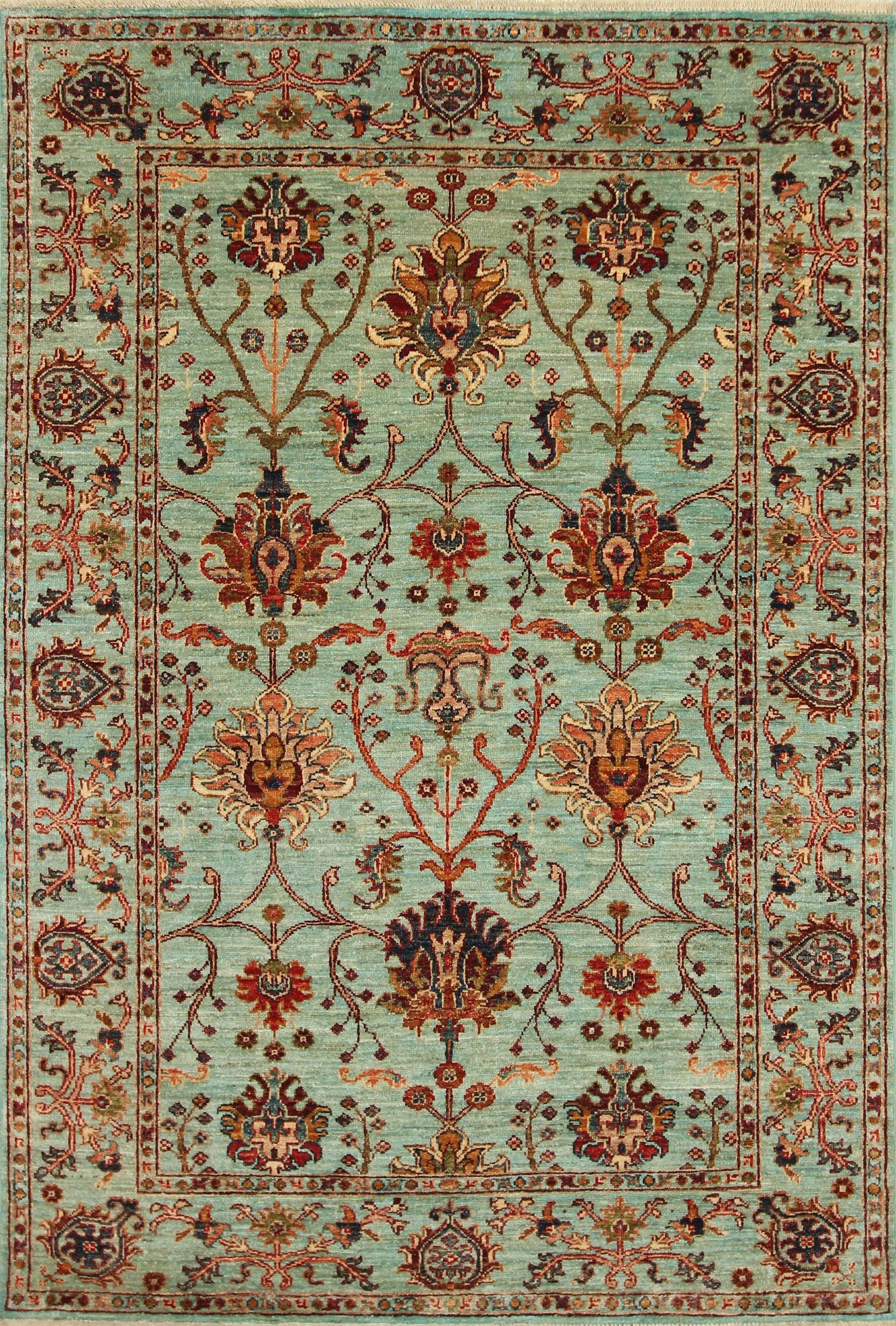 4'4"x6'4" Waziri Blue Afghan Hand knotted Oriental Rug - Yildiz Rugs