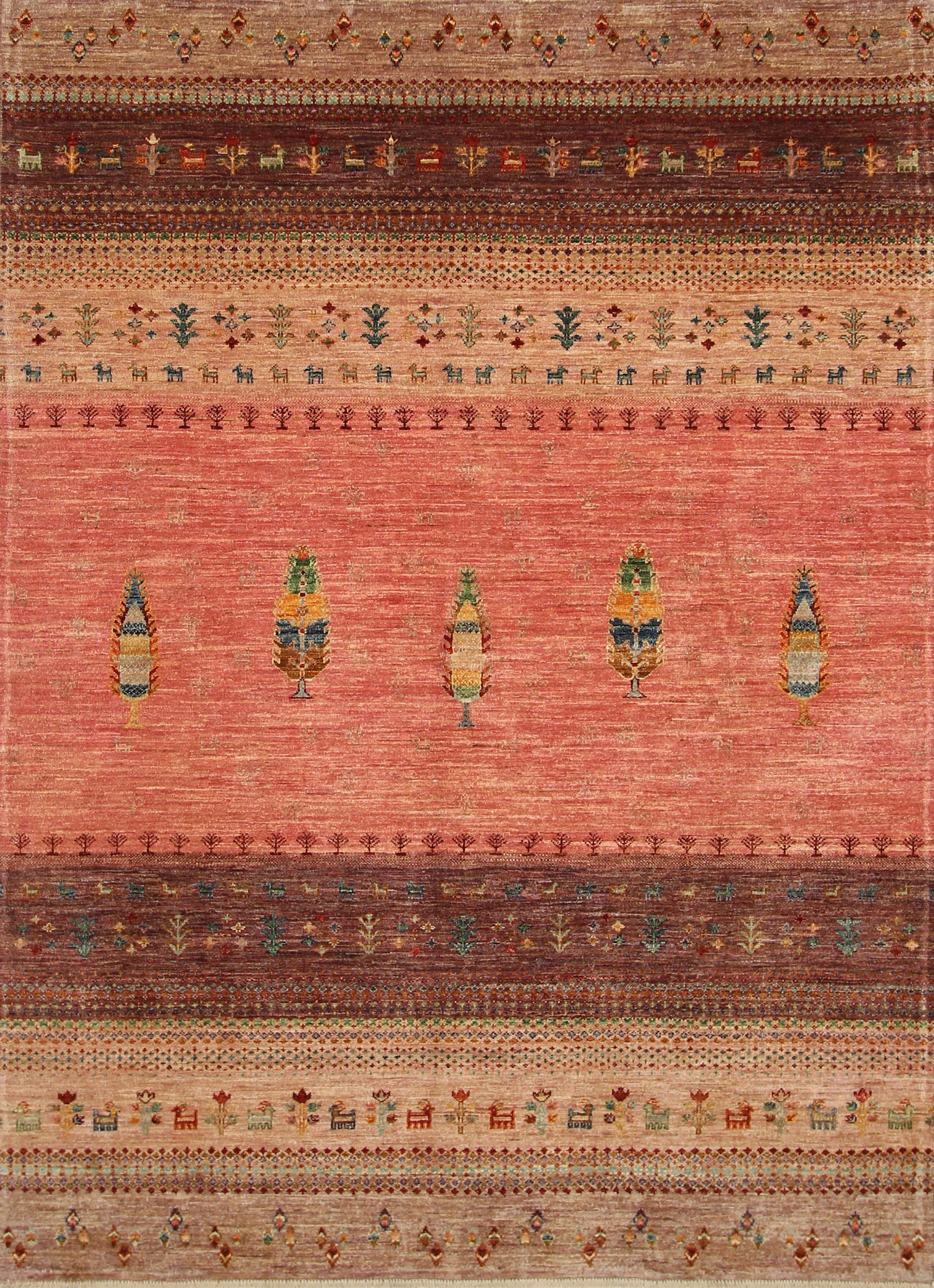 6x8 Pink Gabbeh Hand-Knotted Afghan Wool Tree of Life Rug - Yildiz Rugs