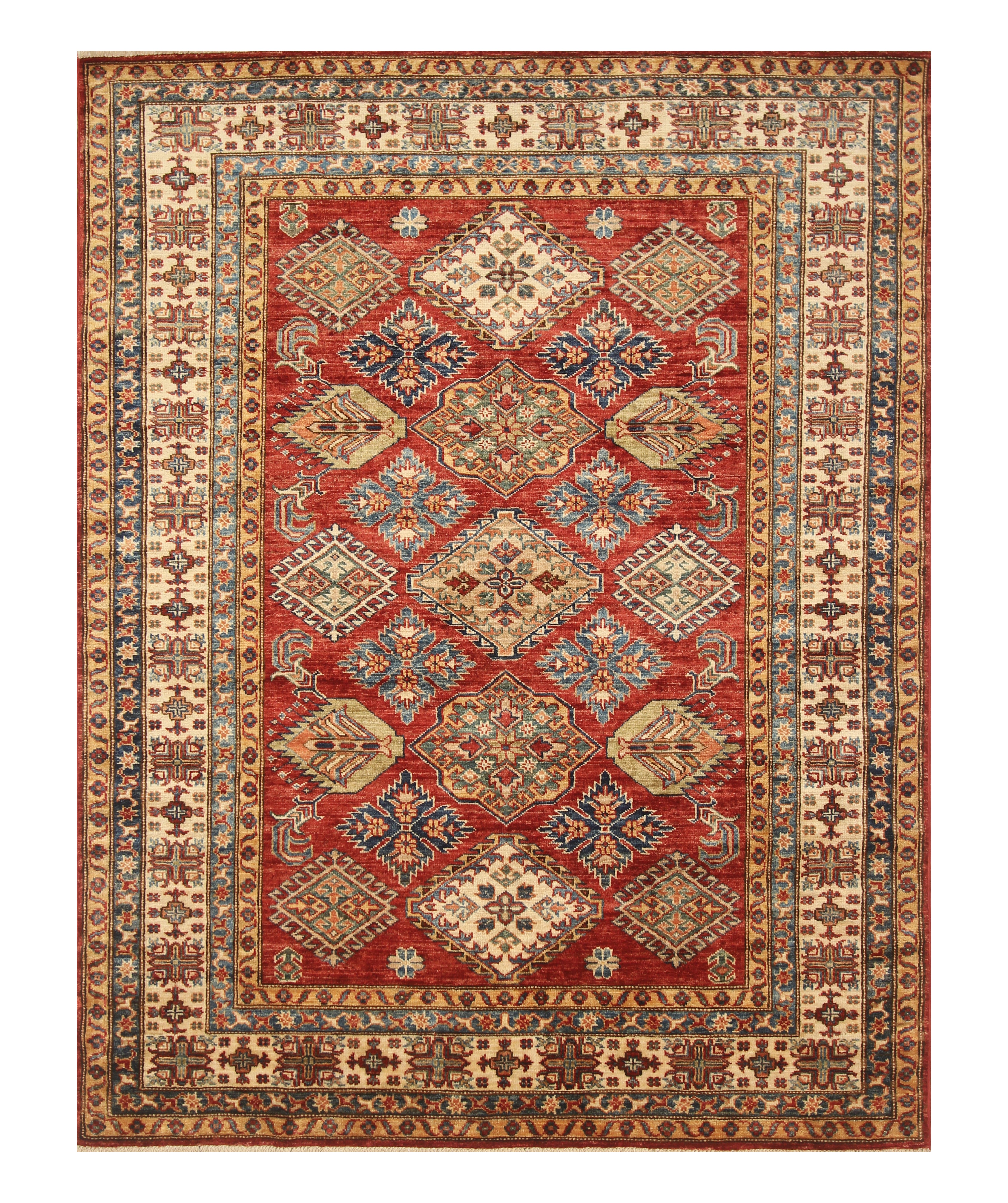 5x7 Red Kazak Hand Knotted Afghan Oriental Rug - Yildiz Rugs