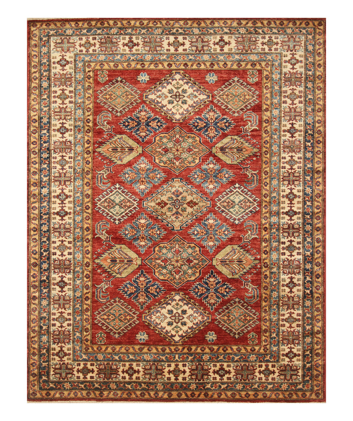 5x7 Red Kazak Hand Knotted Afghan Oriental Rug - Yildiz Rugs