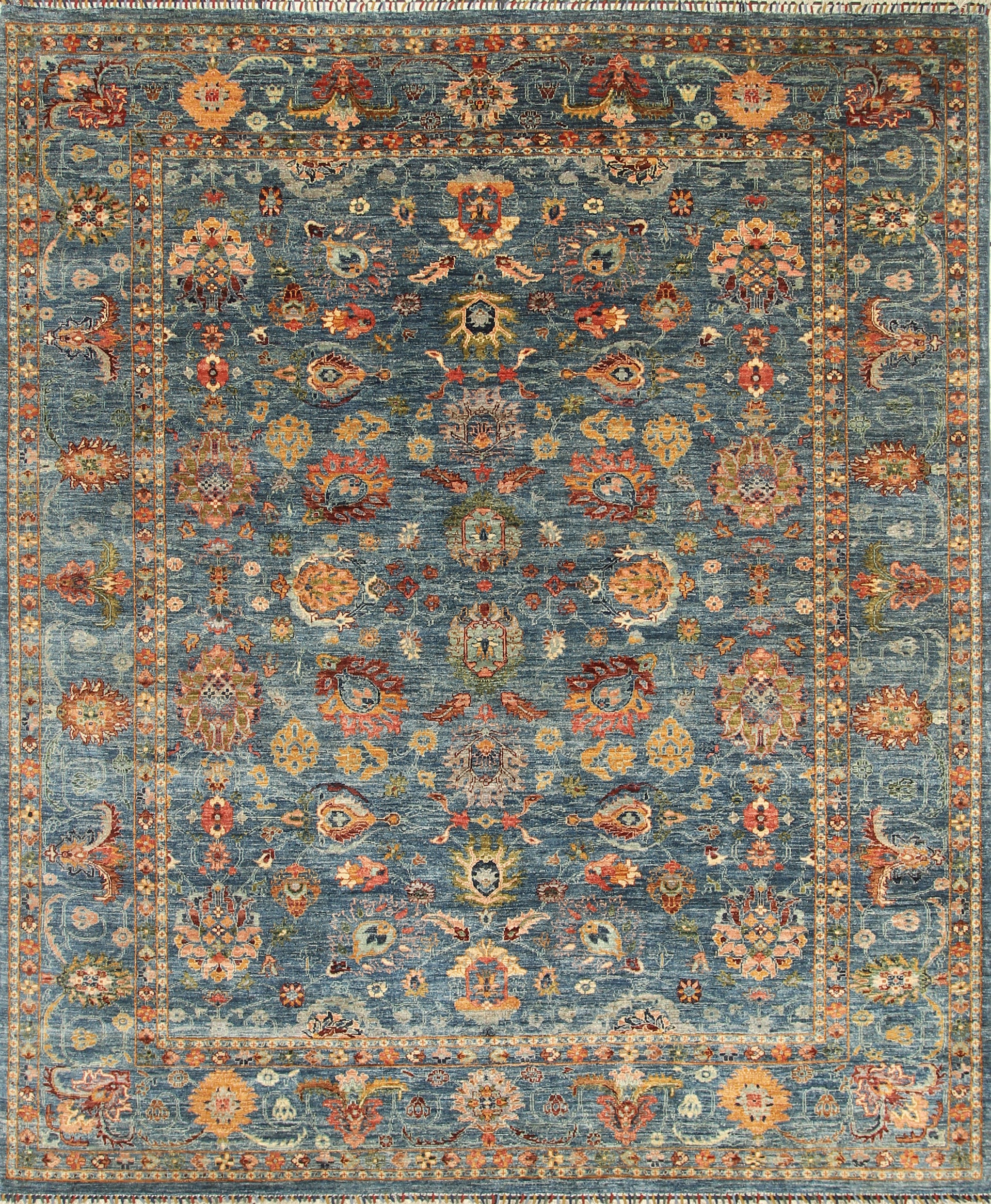 8x10 Waziri Dark Blue Afghan Hand knotted Wool Oriental Rug