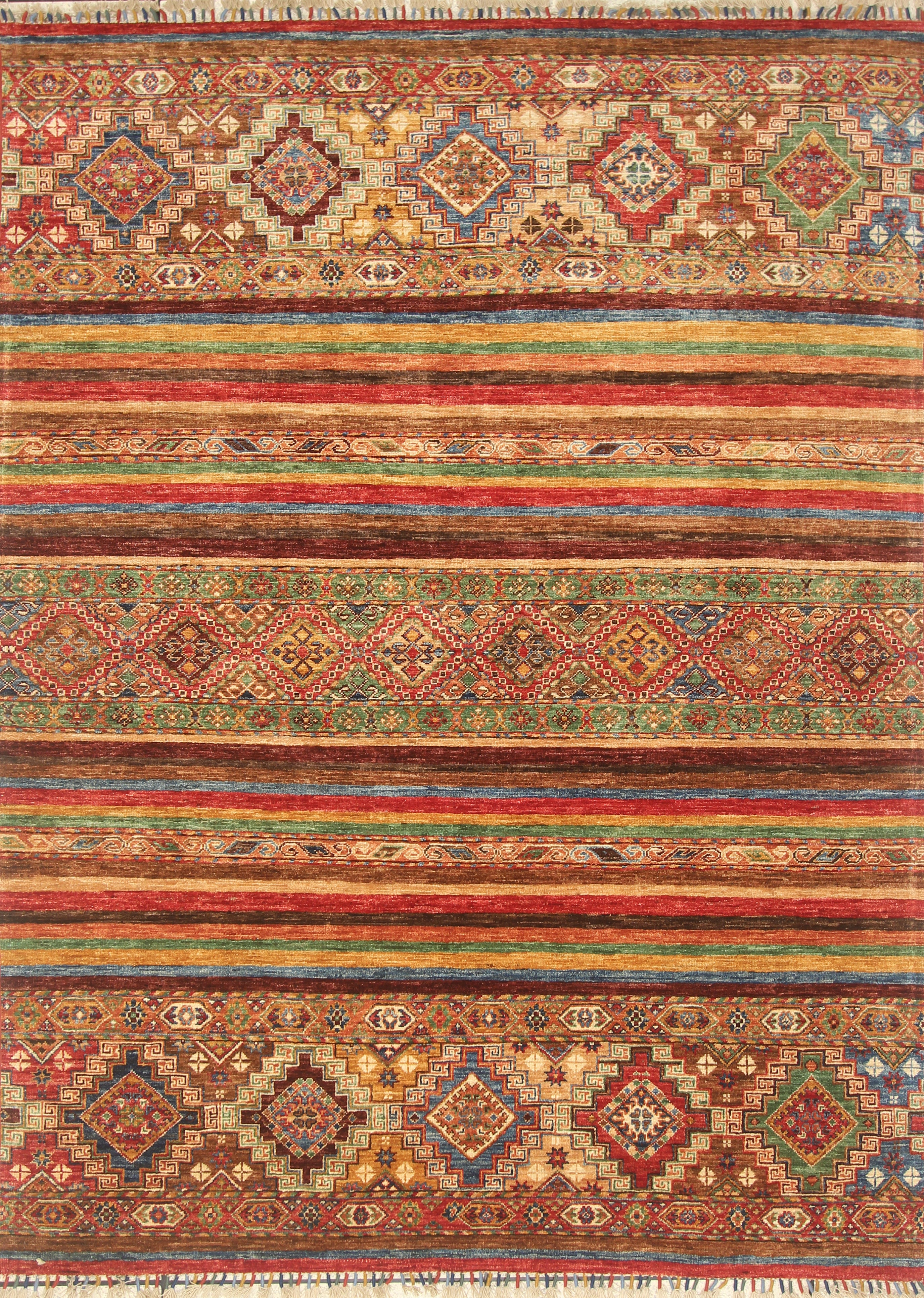 6x8 Red Khorjin Afghan Hand-Knotted Wool Rug