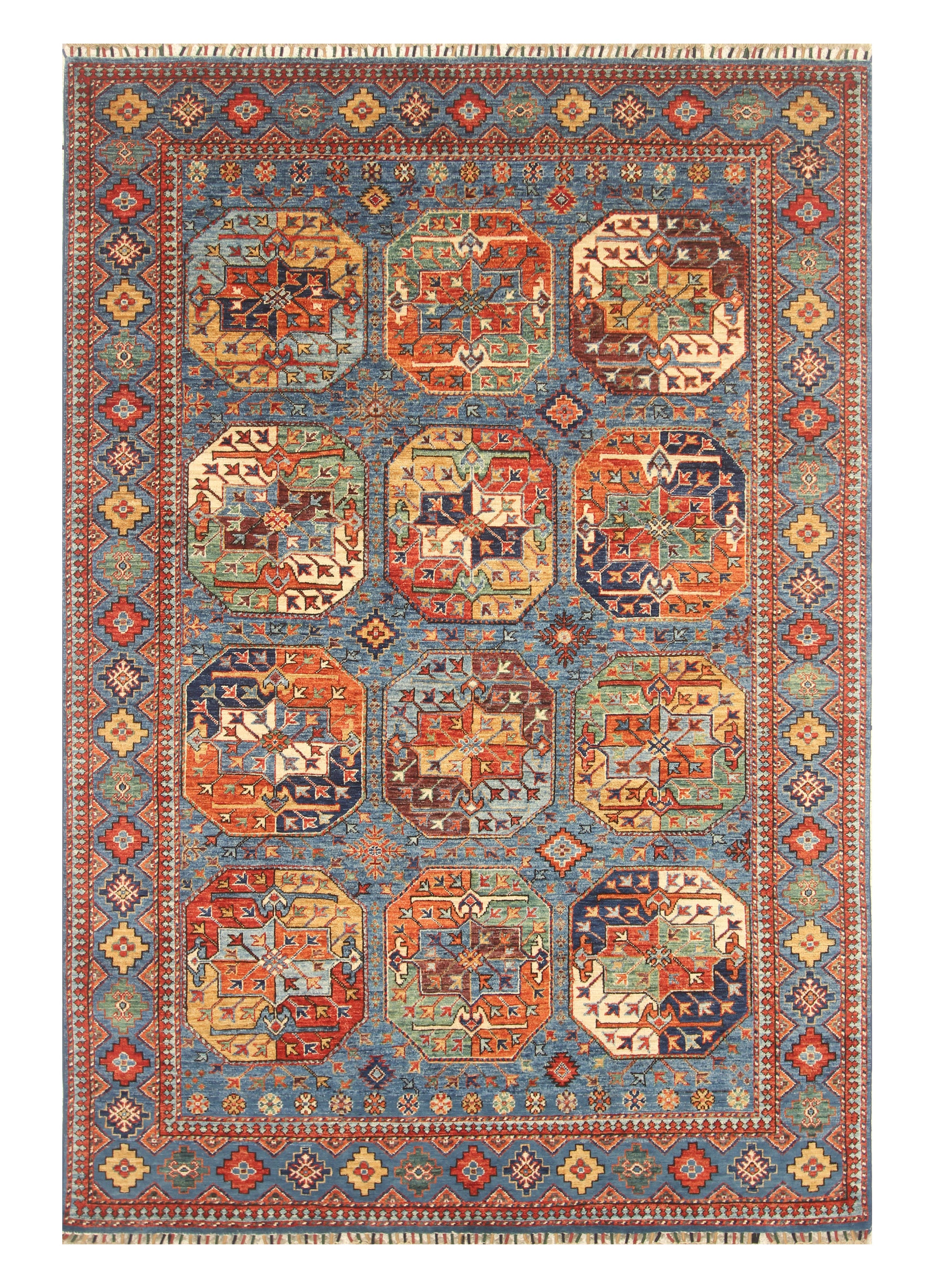 5'6"x8'2" Blue Ersari Afghan Hand-Knotted Oriental Rug - Yildiz Rugs