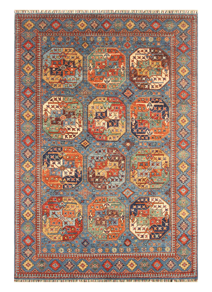 5'6"x8'2" Blue Ersari Afghan Hand-Knotted Oriental Rug - Yildiz Rugs