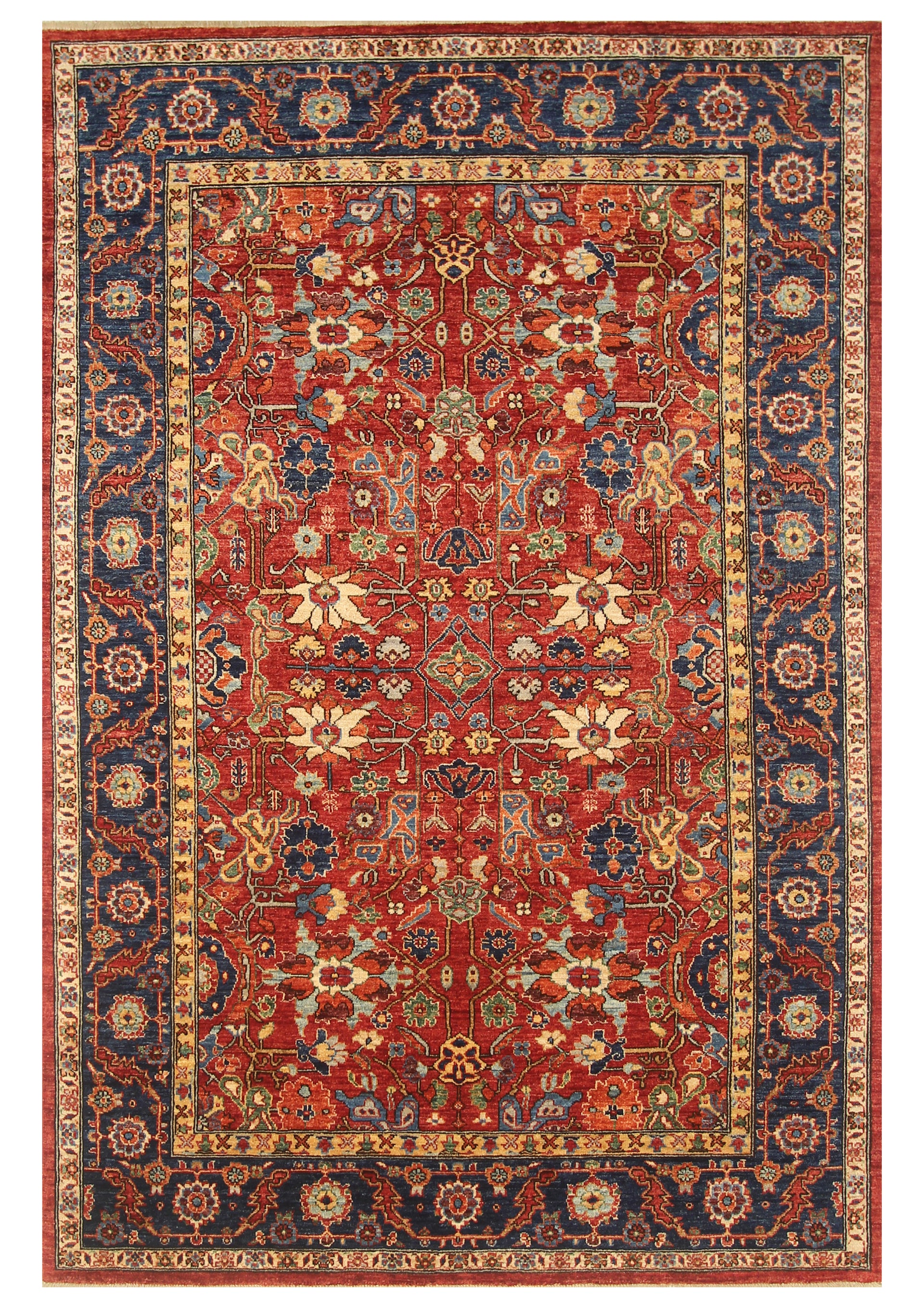 5'11"x8'10" Red Heriz Afghan Hand knotted Rug