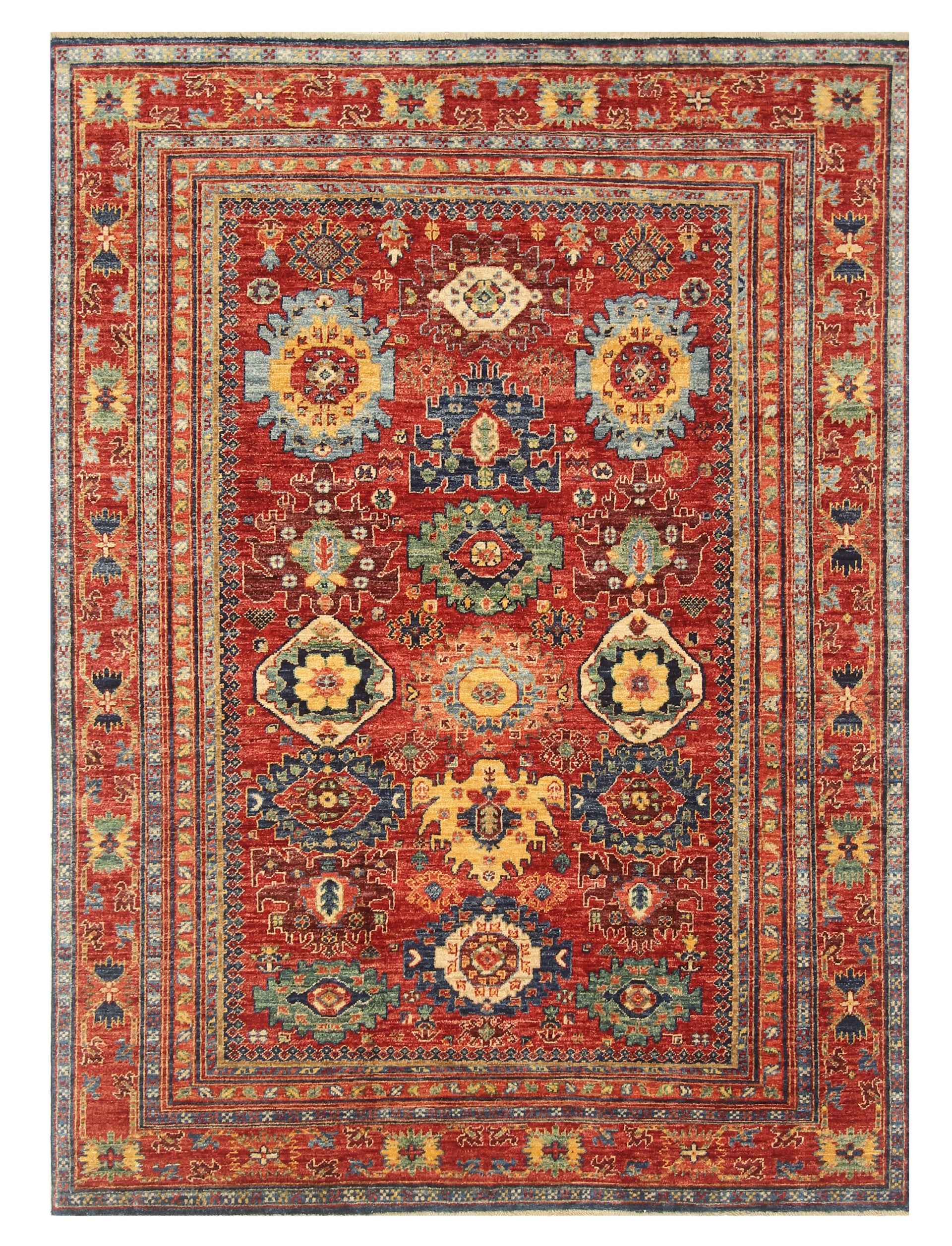5'7"x7'8" Red Baluch Afghan Hand Knotted Rug