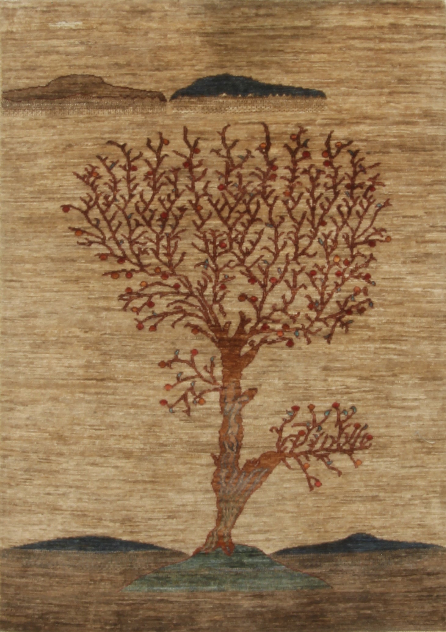 4x6 Beige Gabbeh Tree of life Afghan Hand knotted Rug