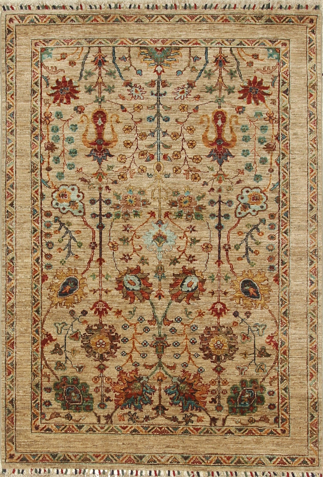 4x6 Beige Waziri Afghan Hand knotted Oriental Rug