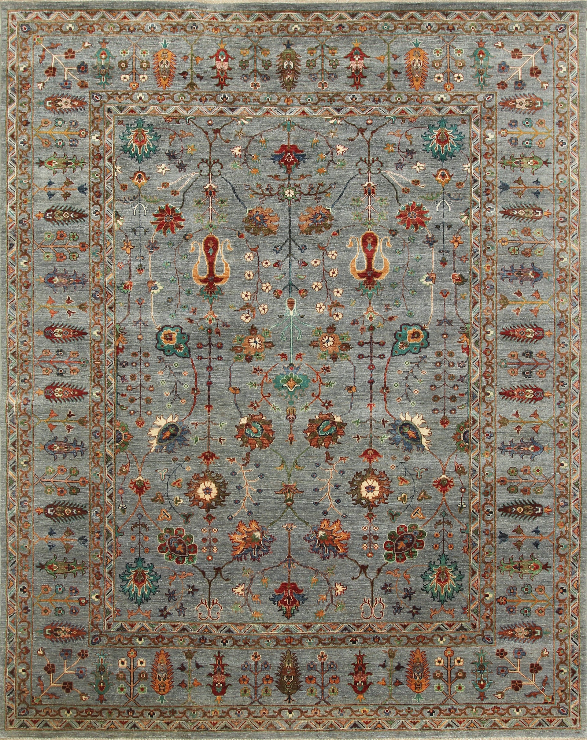 8x10 Waziri Blueish Gray Afghan Hand knotted Wool Oriental Rug