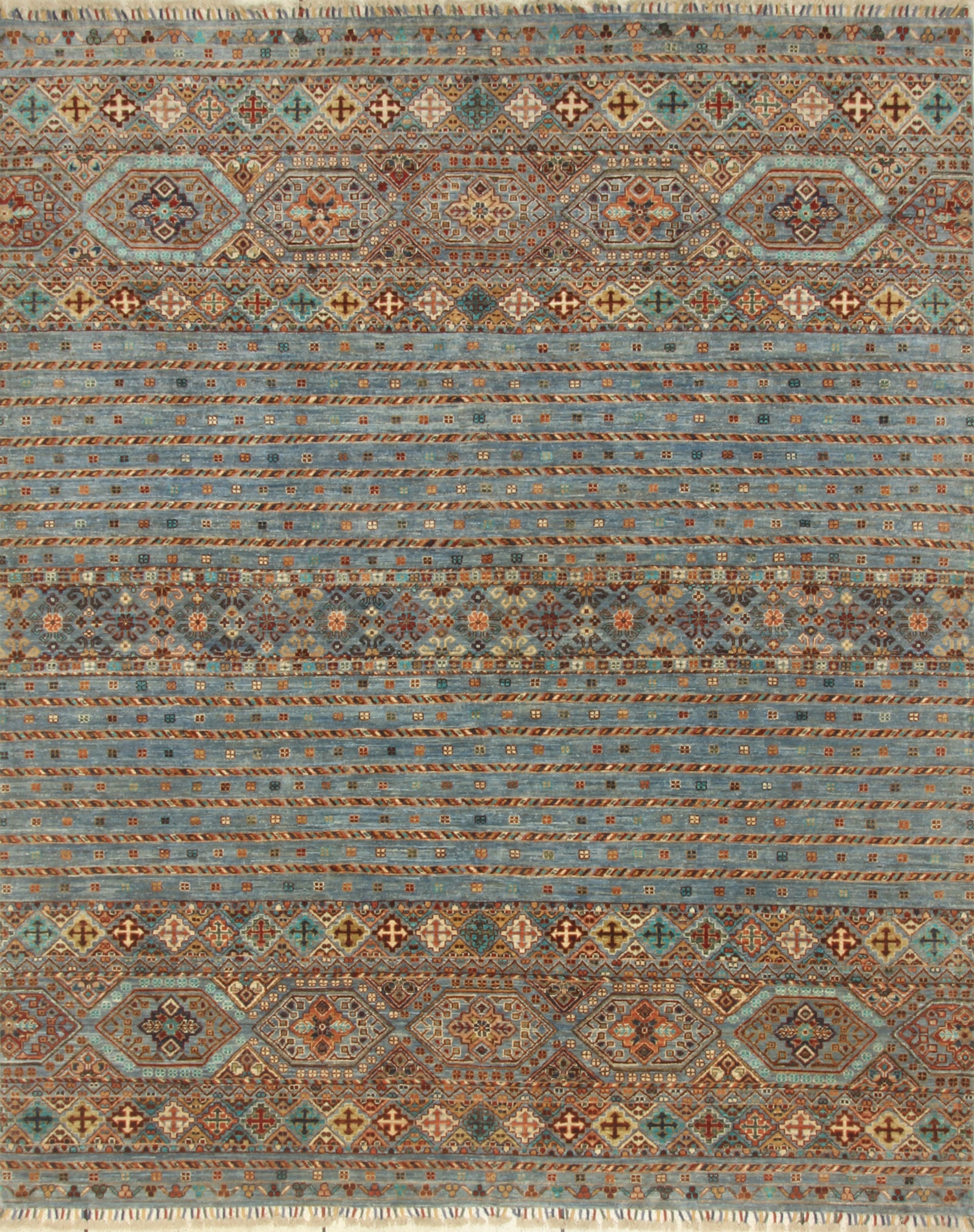 8x10 Blue Khorjin Afghan Hand knotted Wool Rug