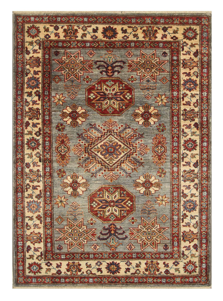3x5 Gray Kazak Afghan Hand-knotted Rug - Yildiz Rugs