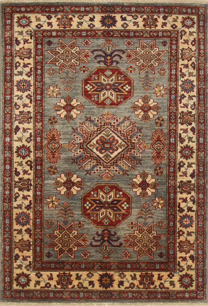 3x5 Gray Kazak Afghan Hand-knotted Rug - Yildiz Rugs