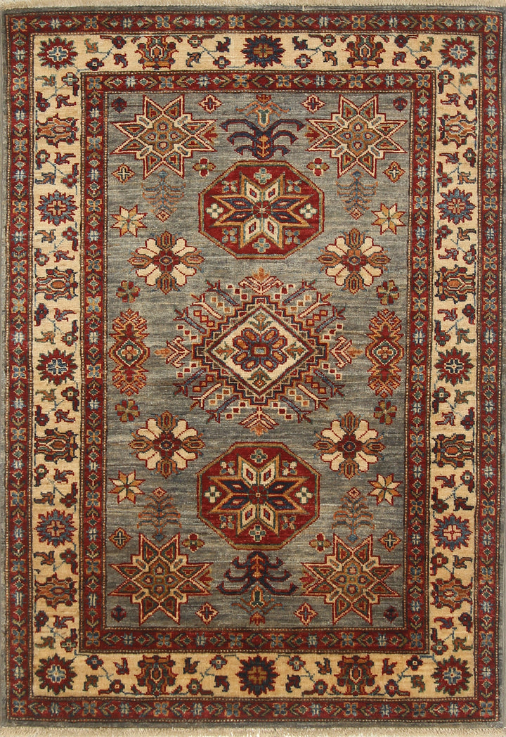 3x5 Gray Kazak Afghan Hand-knotted Rug - Yildiz Rugs