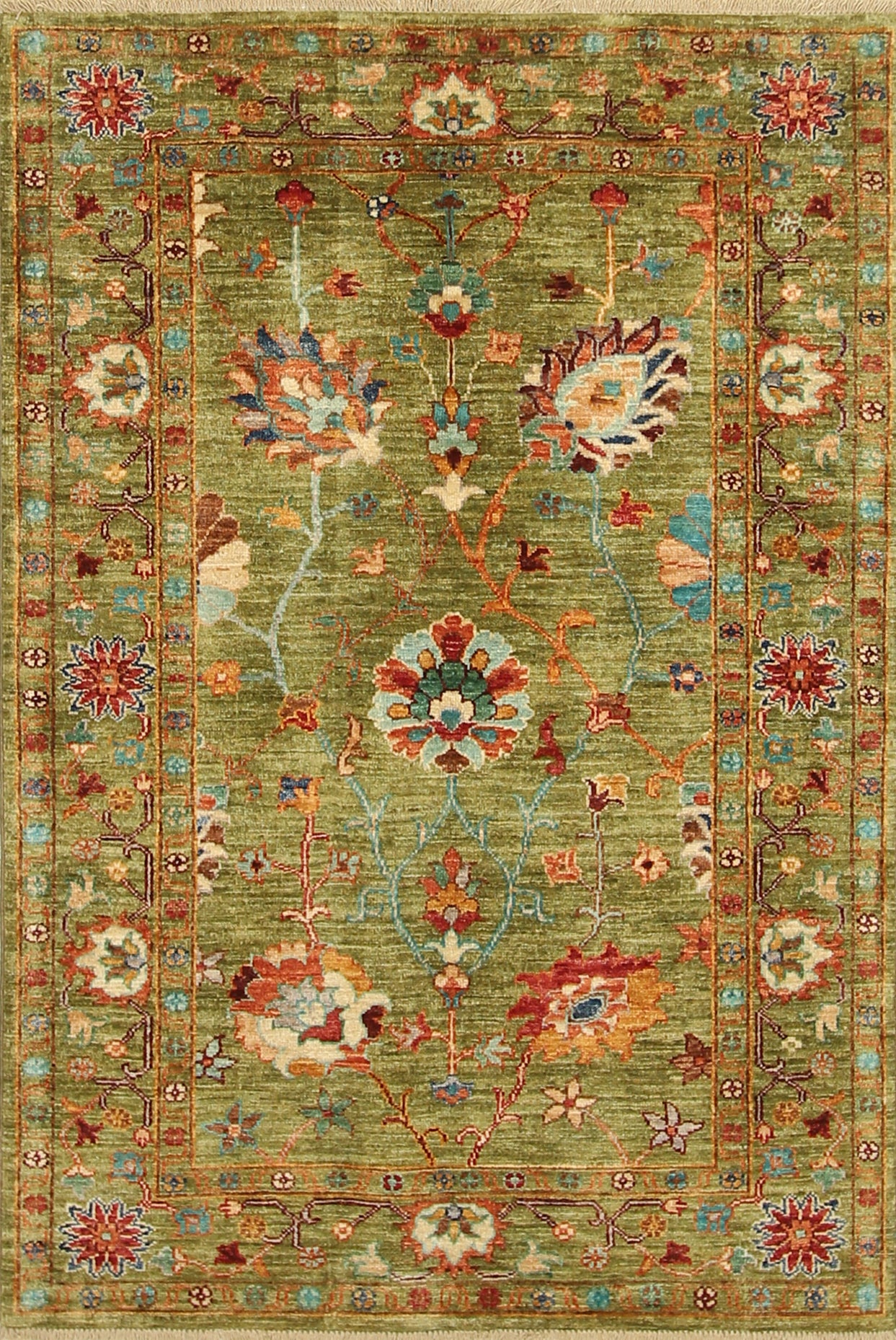 3x5 Green Waziri Afghan Hand knotted Wool Rugs - Yildiz Rugs