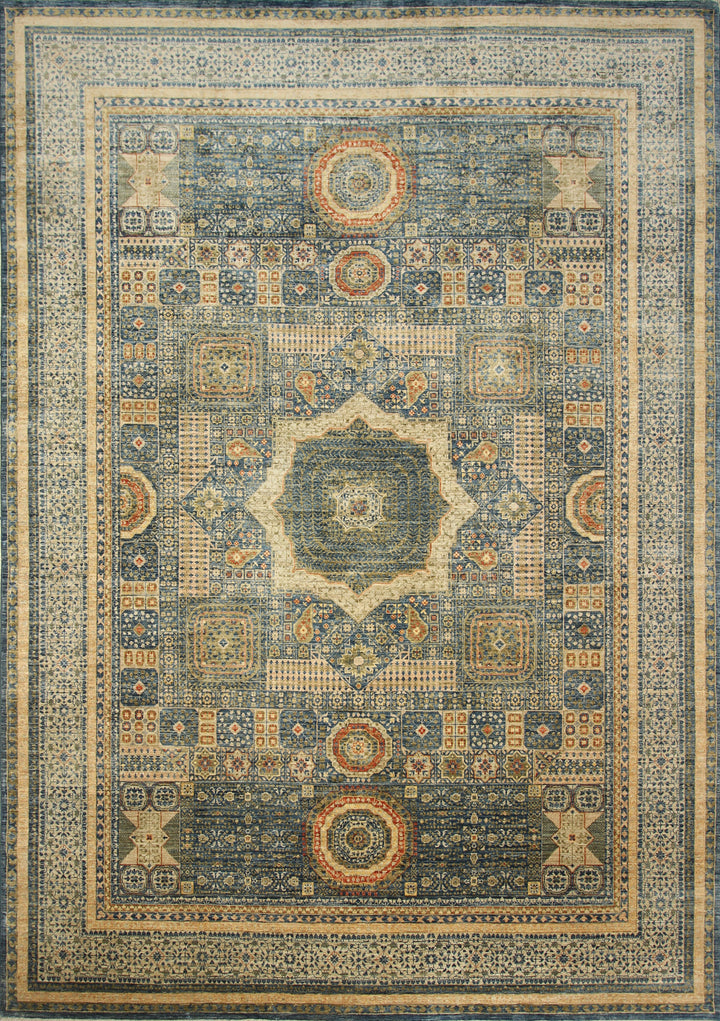9x12 Blue Mamluk Turkish Style Hand-Knotted Wool Rug - Yildiz Rugs