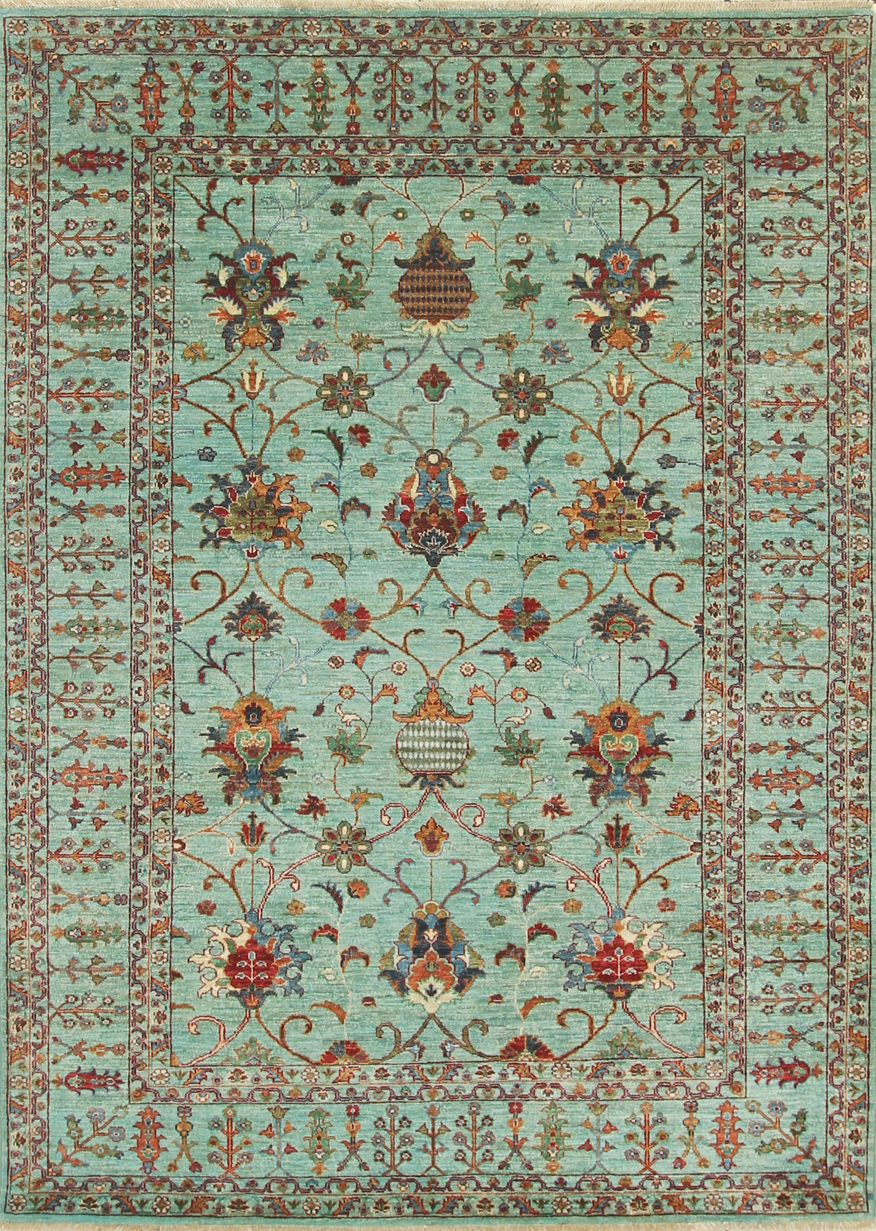 6x8 Waziri Turquoise Blue Afghan Hand Knotted wool Oriental Rug