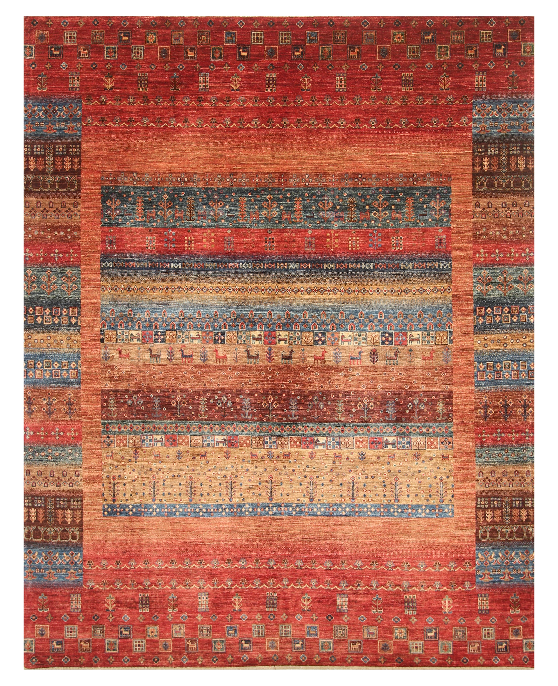 8x10 Afghan Gabbeh Red Hand-Knotted Tribal Rug - Yildiz Rugs